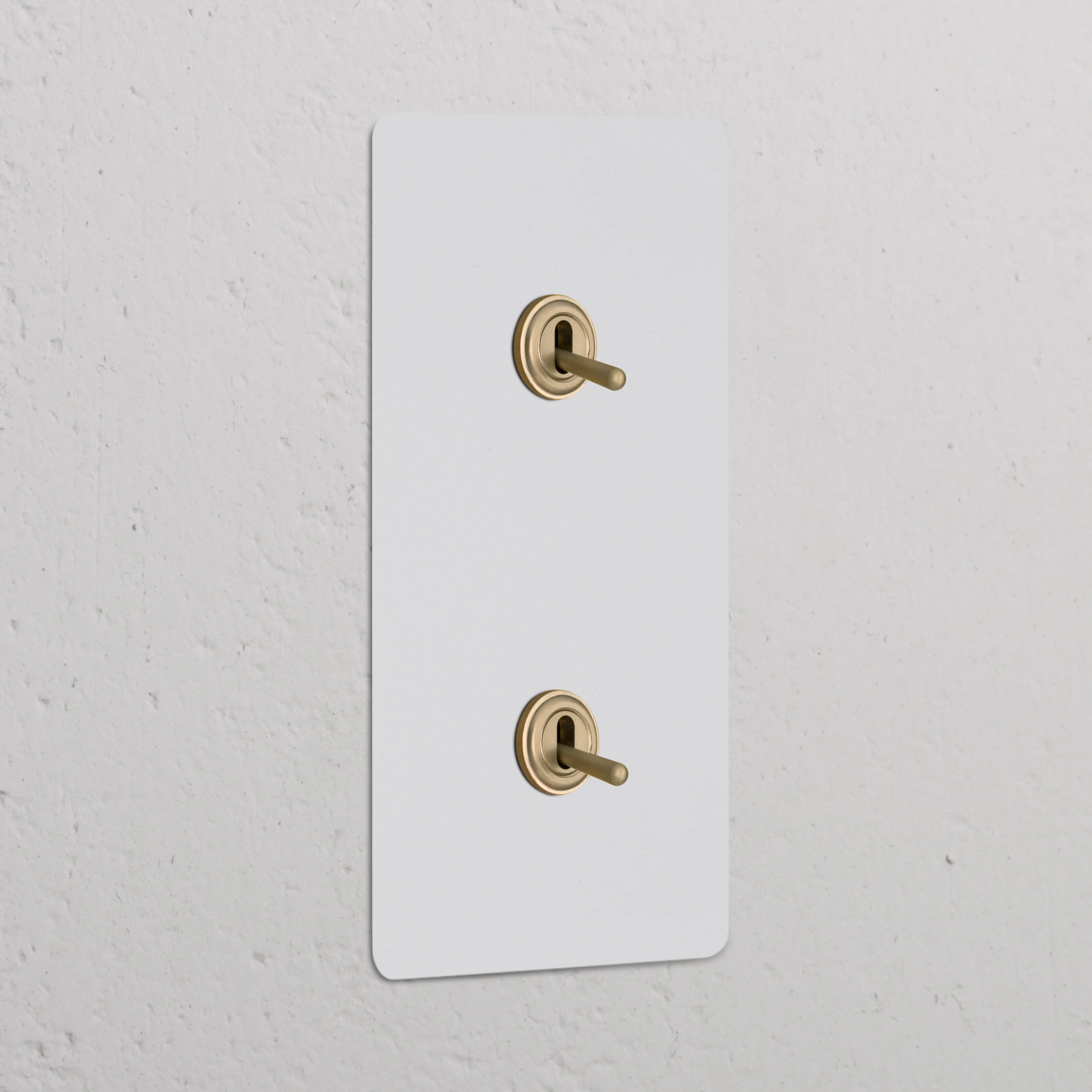 Kew Double 2x Vertical Toggle Switch - Paintable Antique Brass