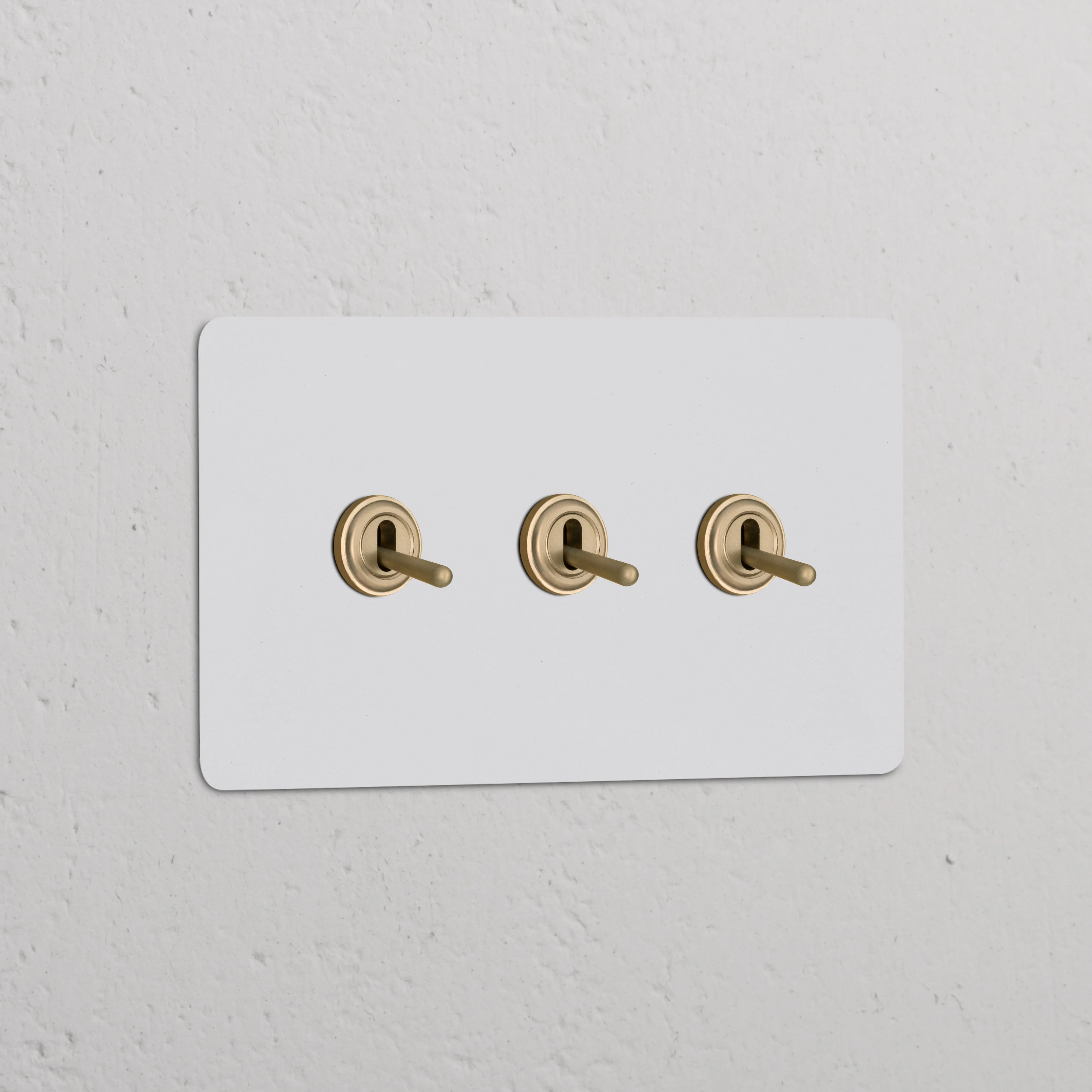 Kew Double 3x Toggle Switch - Paintable Antique Brass