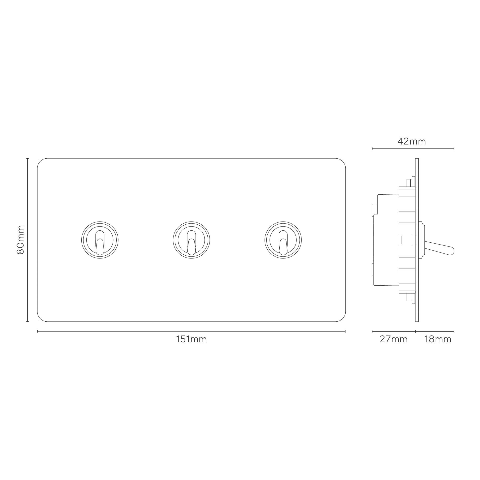 Kew Double 3x Toggle Switch - Paintable Bronze - Image 3