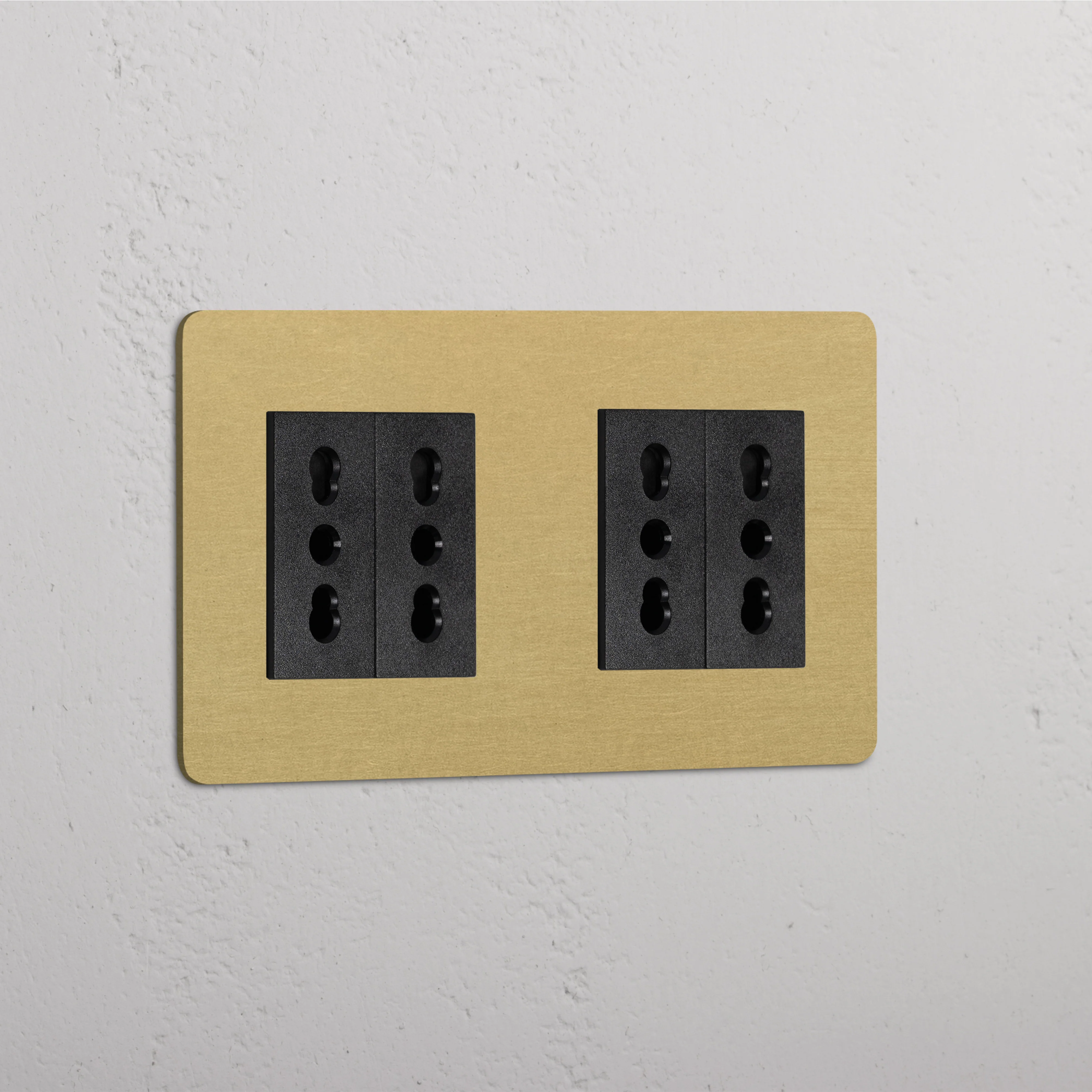 Kew Double 4x Bipasso Socket - Antique Brass | Black