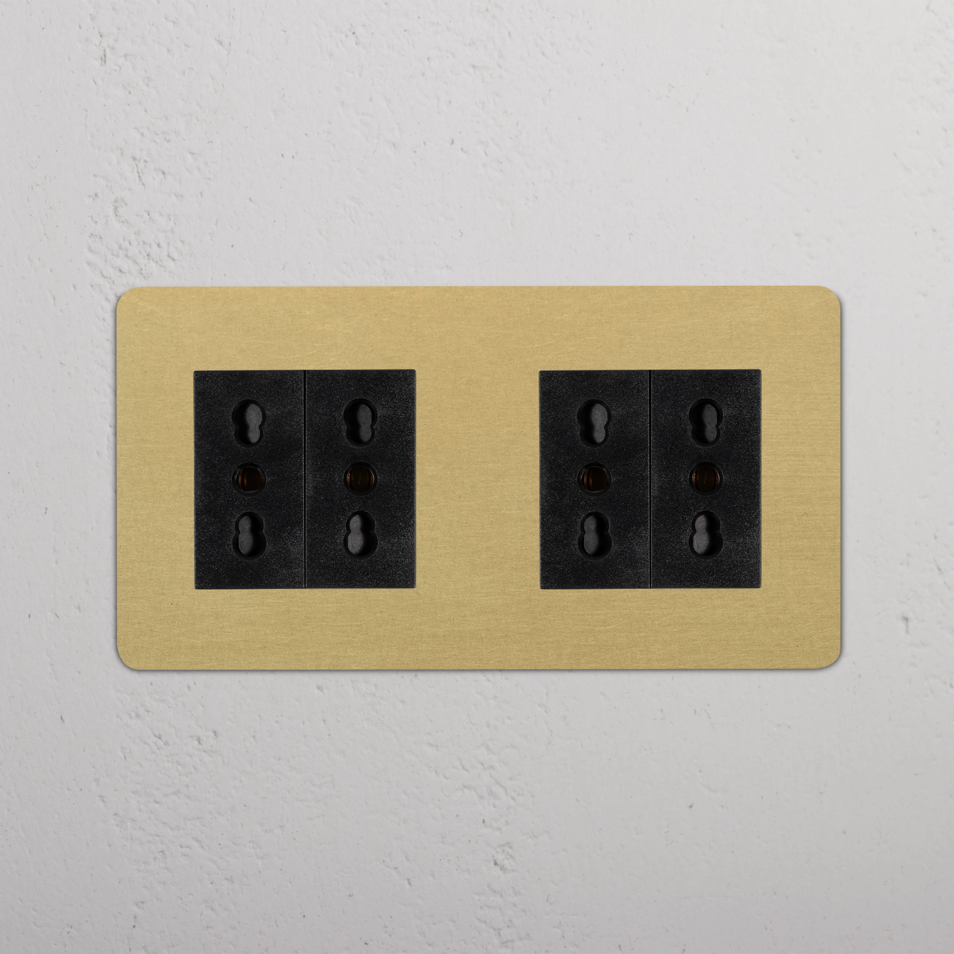 Kew Double 4x Bipasso Socket - Antique Brass | Black - Image 2