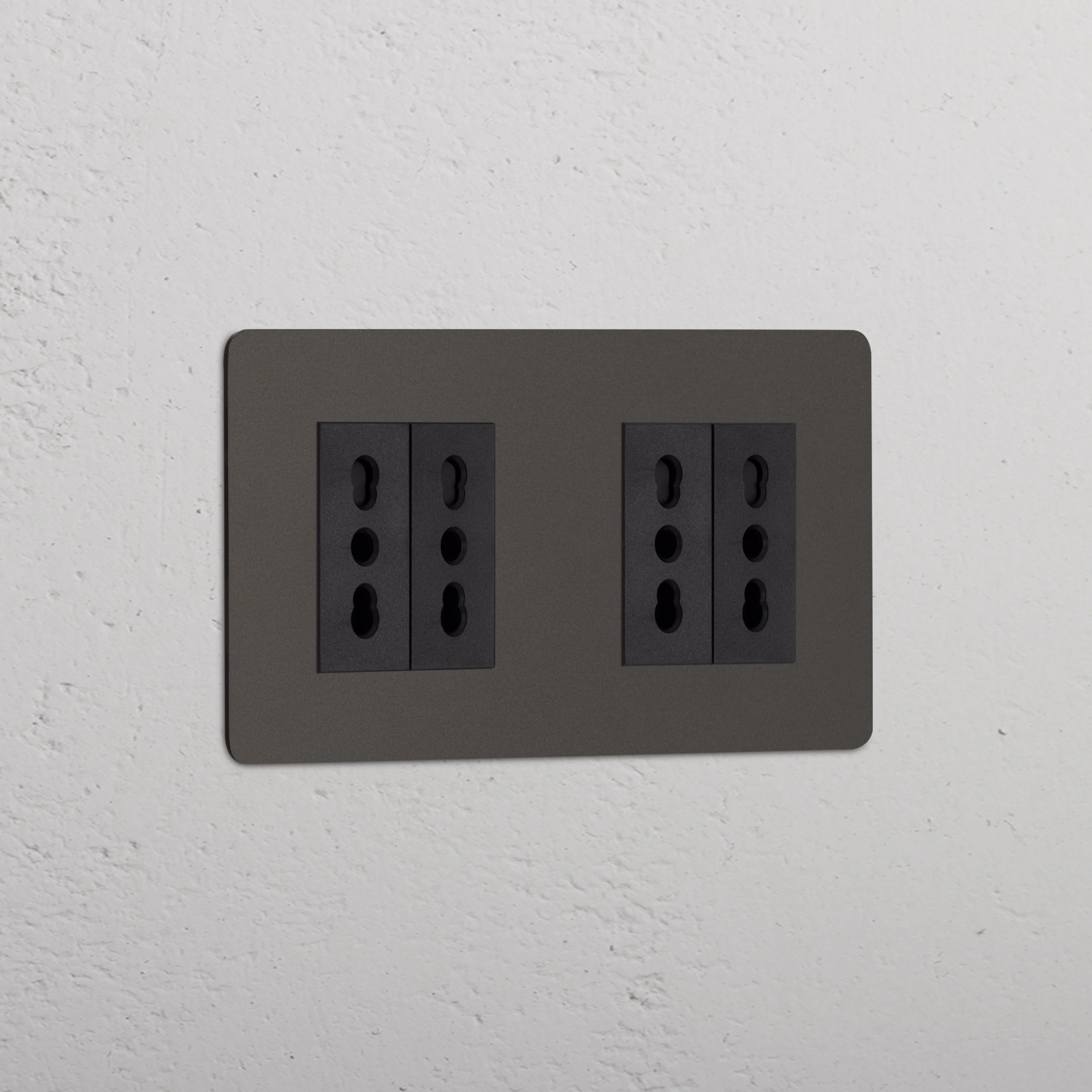 Kew Double 4x Bipasso Socket - Bronze | Black