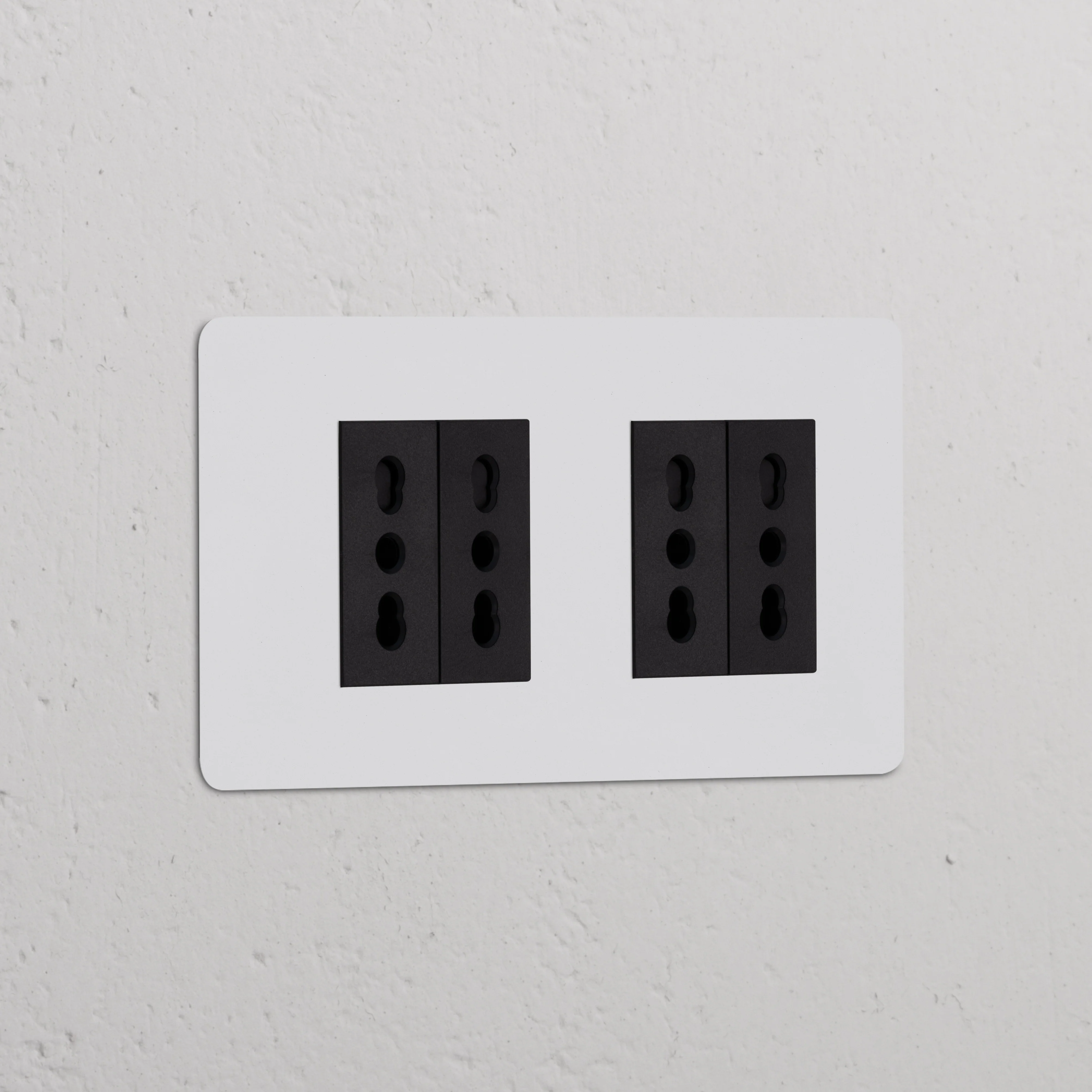 Kew Double 4x Bipasso Socket - Paintable | Black