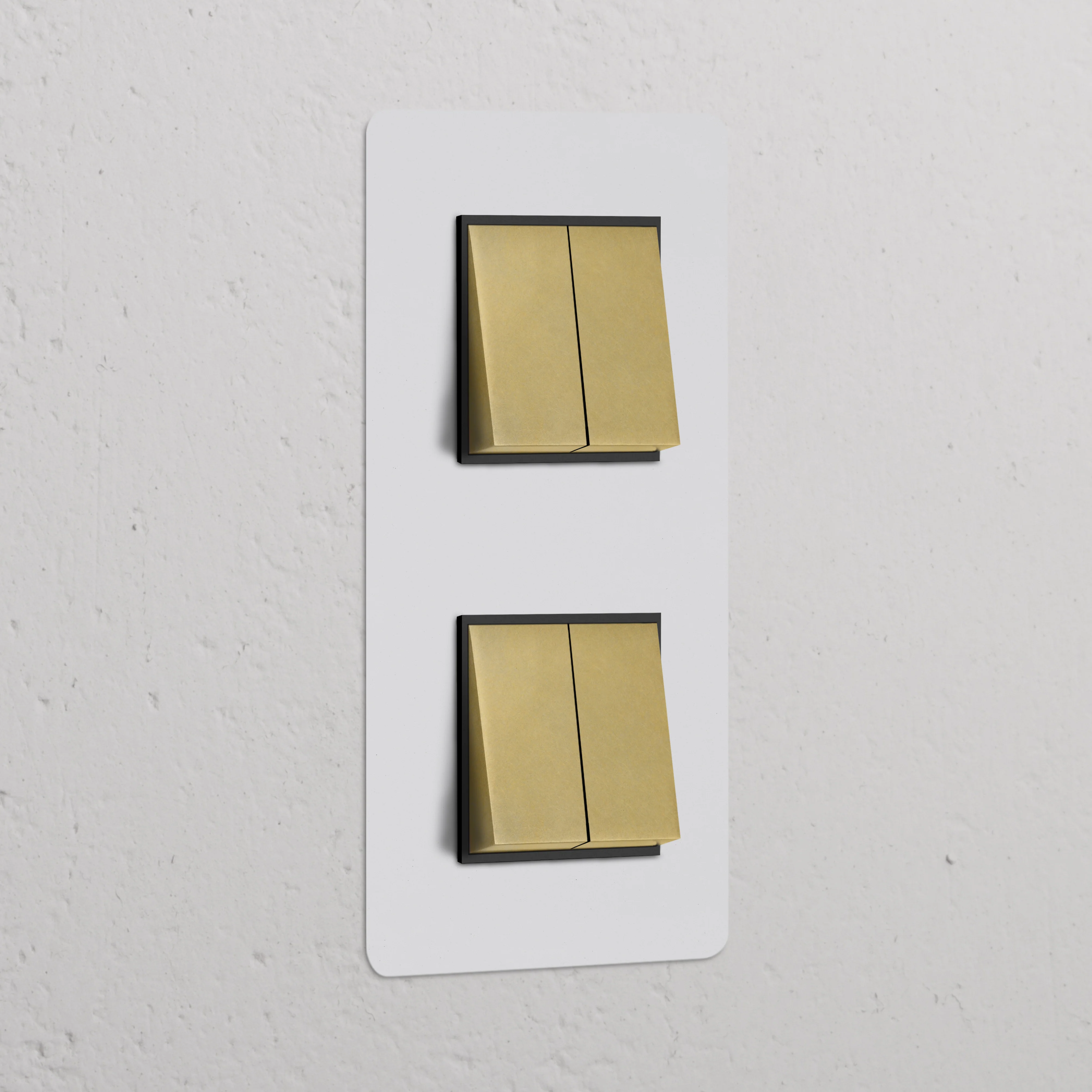 Kew Double 4x Vertical Rocker Switch - Paintable Antique Brass | Black