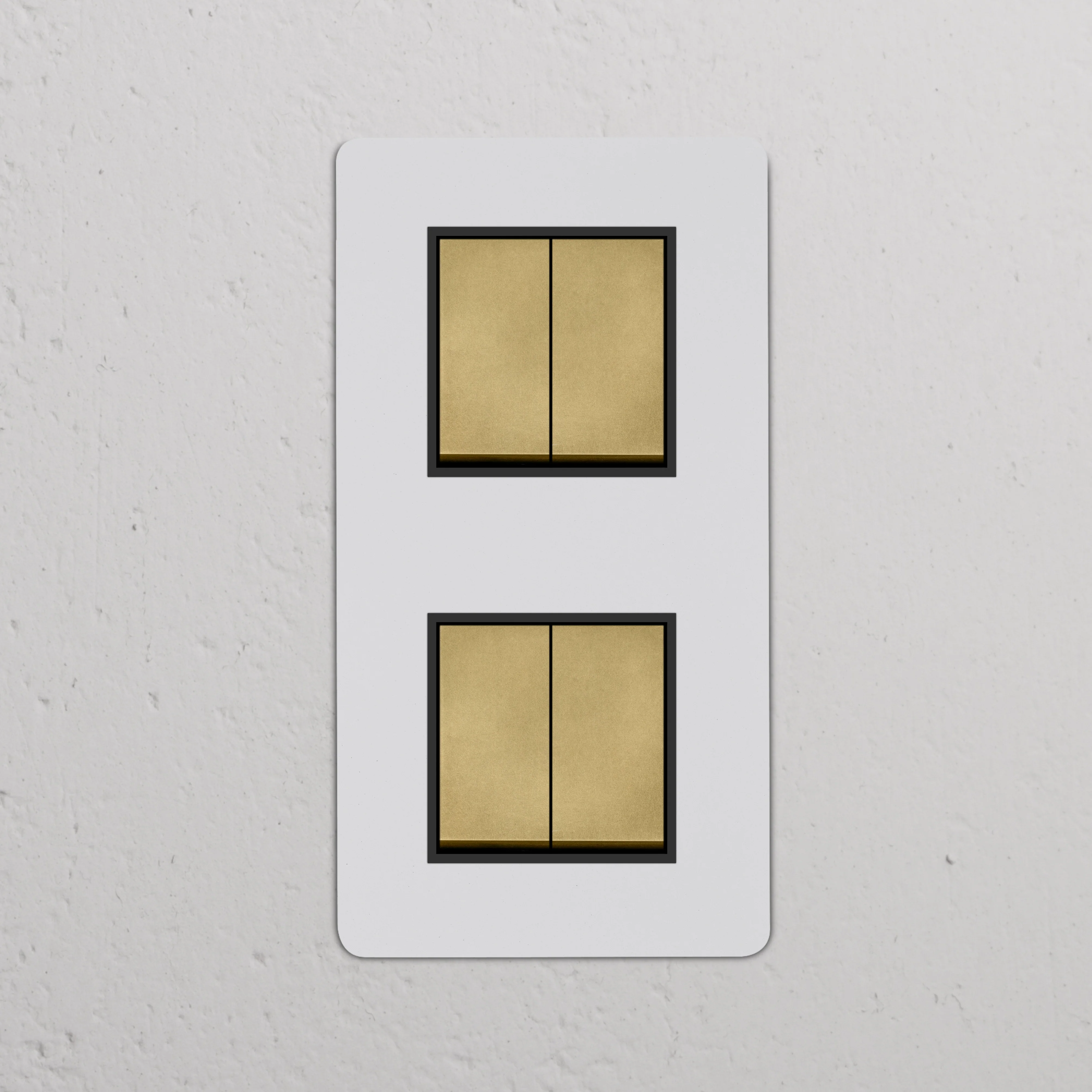 Kew Double 4x Vertical Rocker Switch - Paintable Antique Brass | Black - Image 2