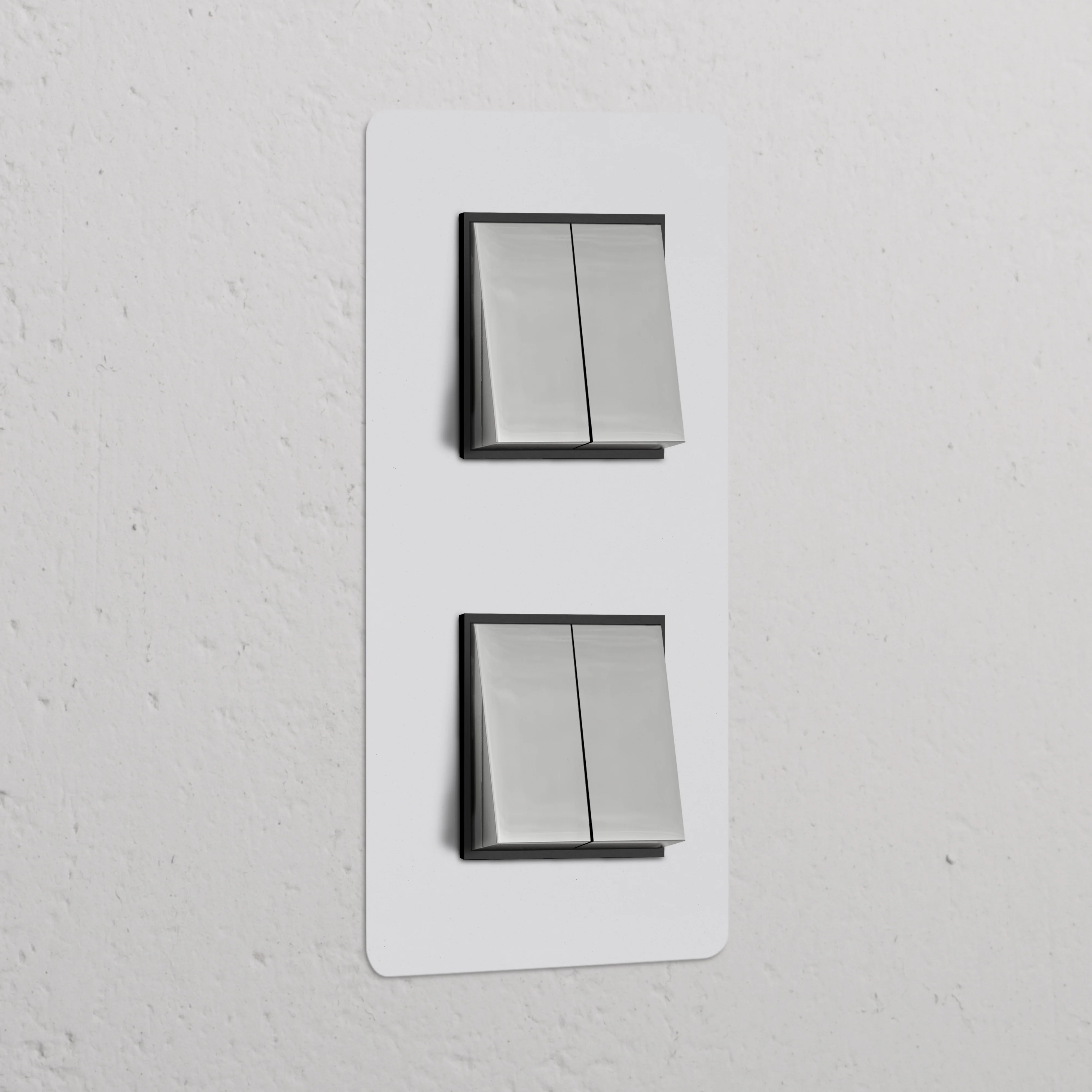 Kew Double 4x Vertical Rocker Switch - Paintable Polished Nickel | Black