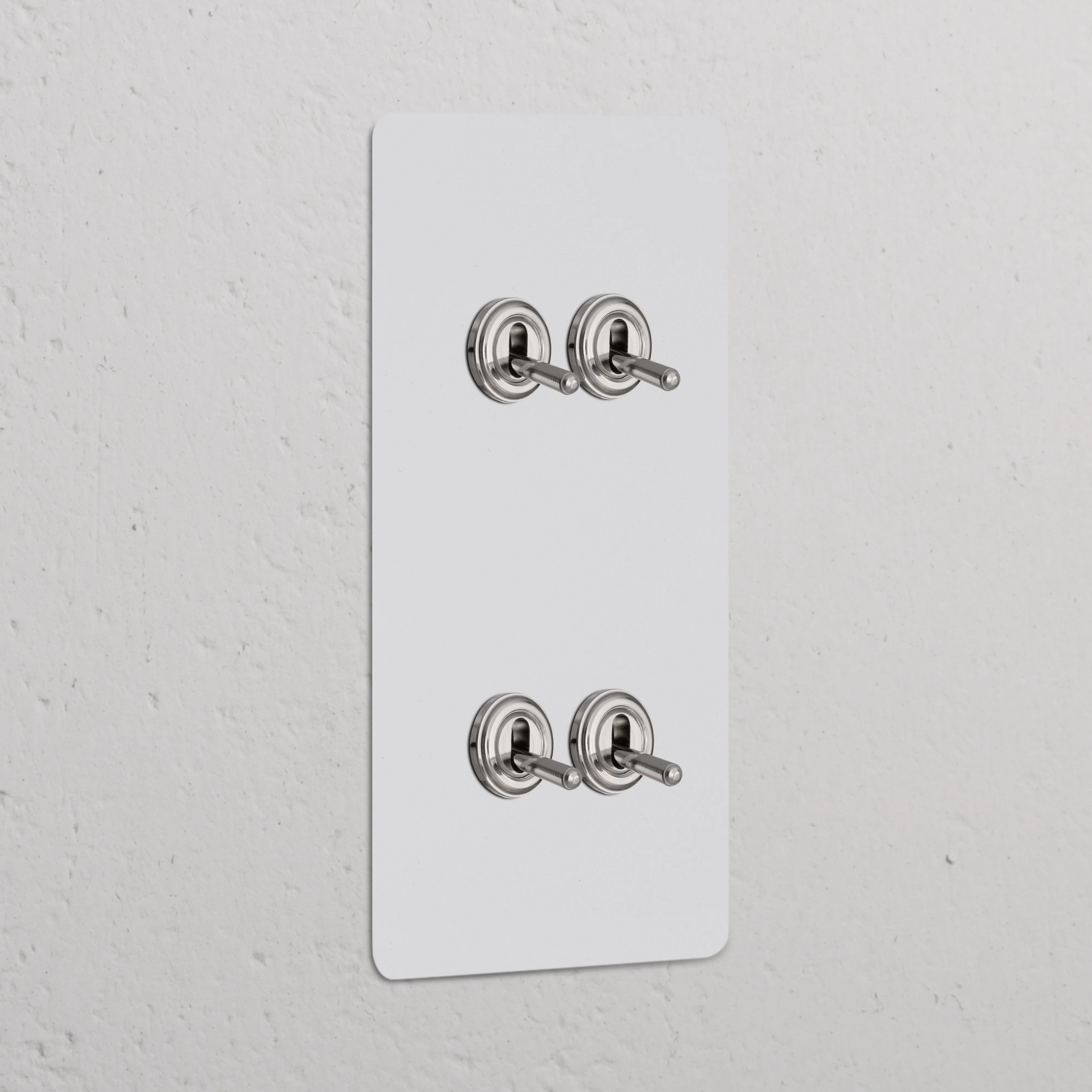 Kew Double 4x Vertical Toggle Switch - Paintable Polished Nickel