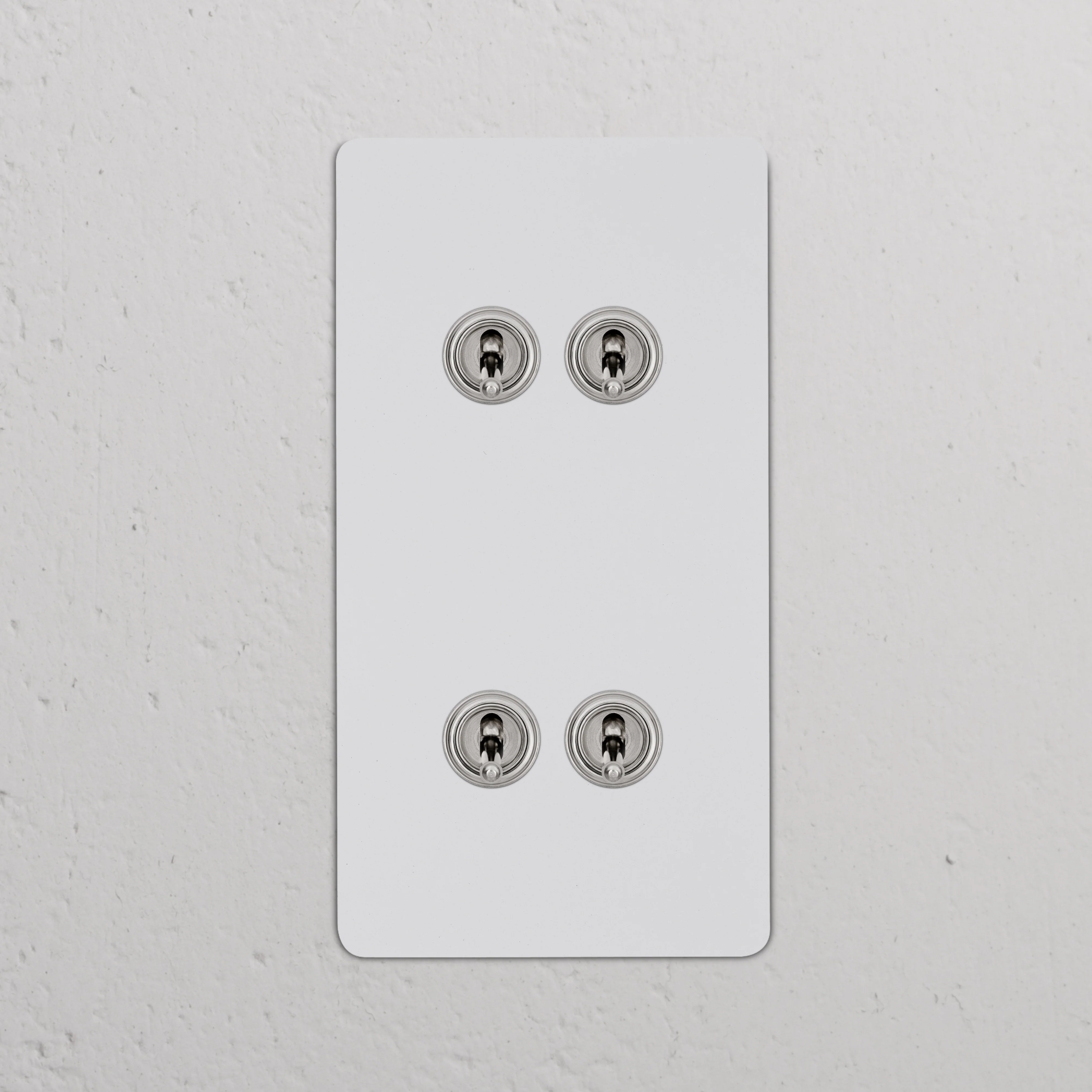 Kew Double 4x Vertical Toggle Switch - Paintable Polished Nickel - Image 2