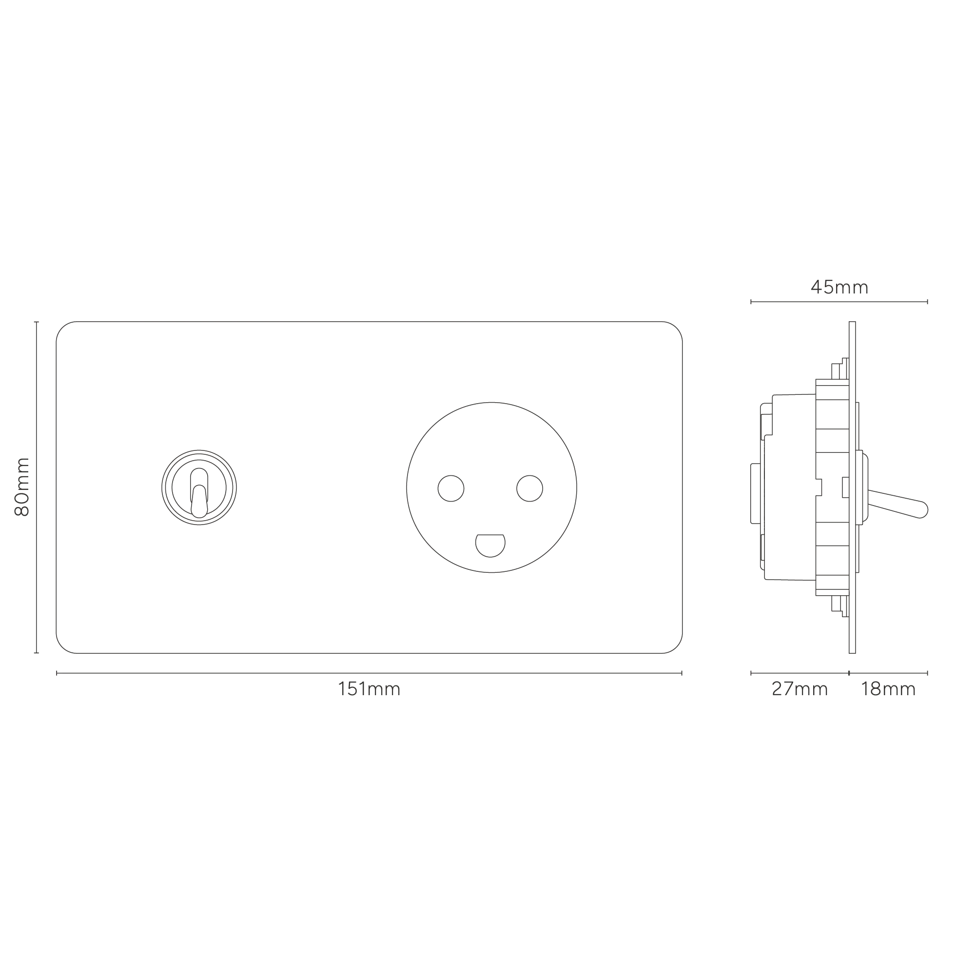 Kew Double Toggle & Danish Type K Socket - Paintable Bronze | Black - Image 3