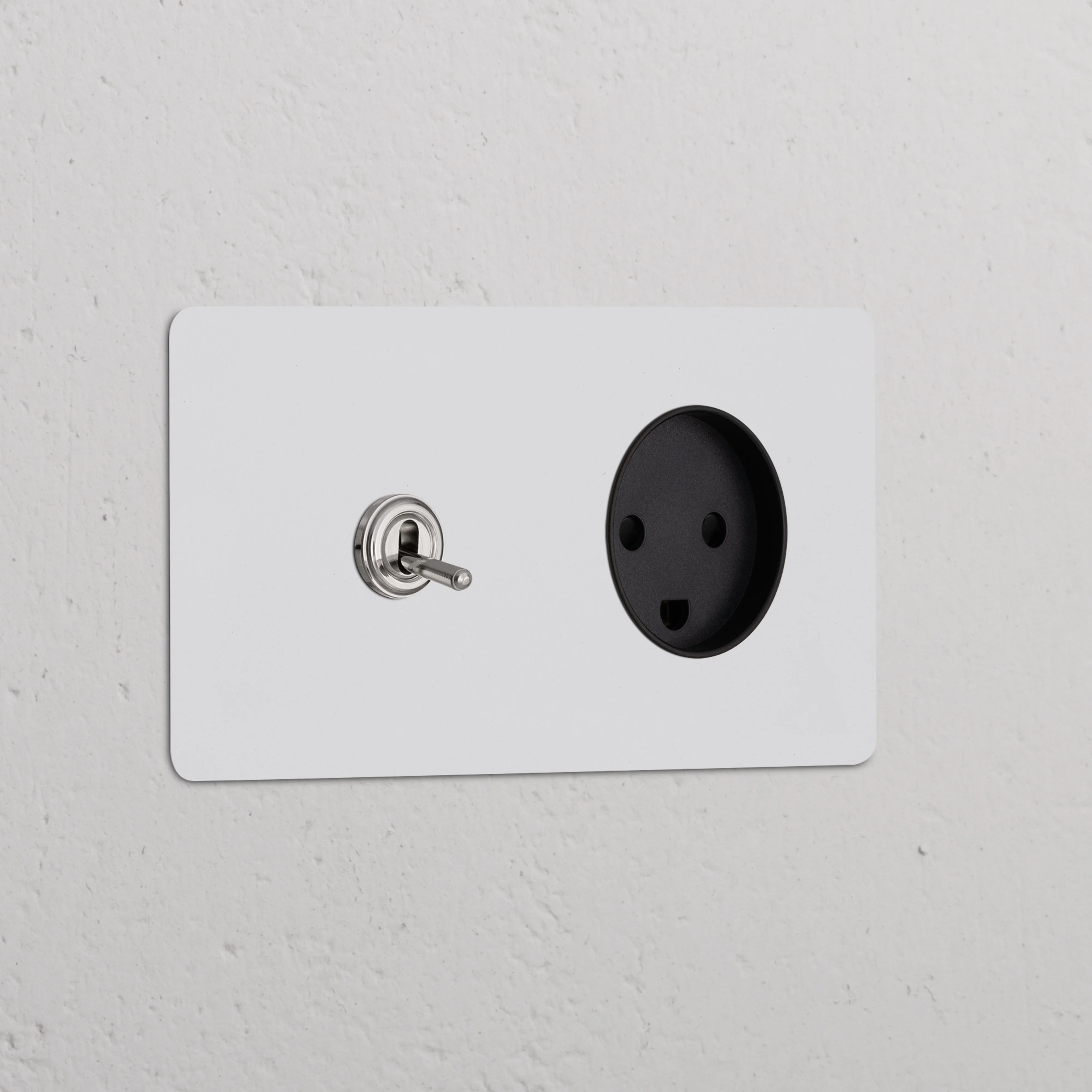 Kew Double Toggle & Danish Type K Socket - Paintable Polished Nickel | Black
