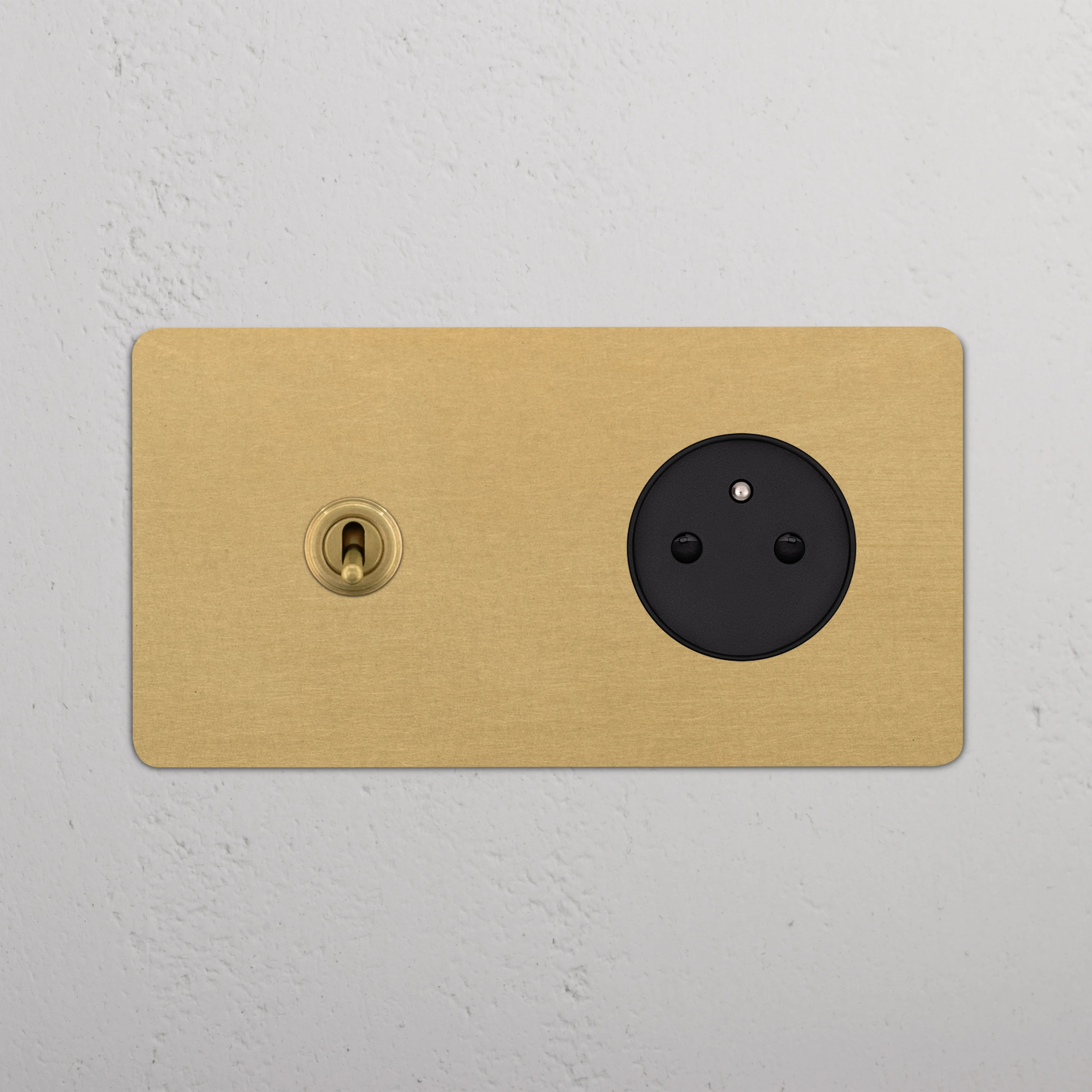 Kew Double Toggle & French/Belgian Type E Socket - Antique Brass | Black - Image 2