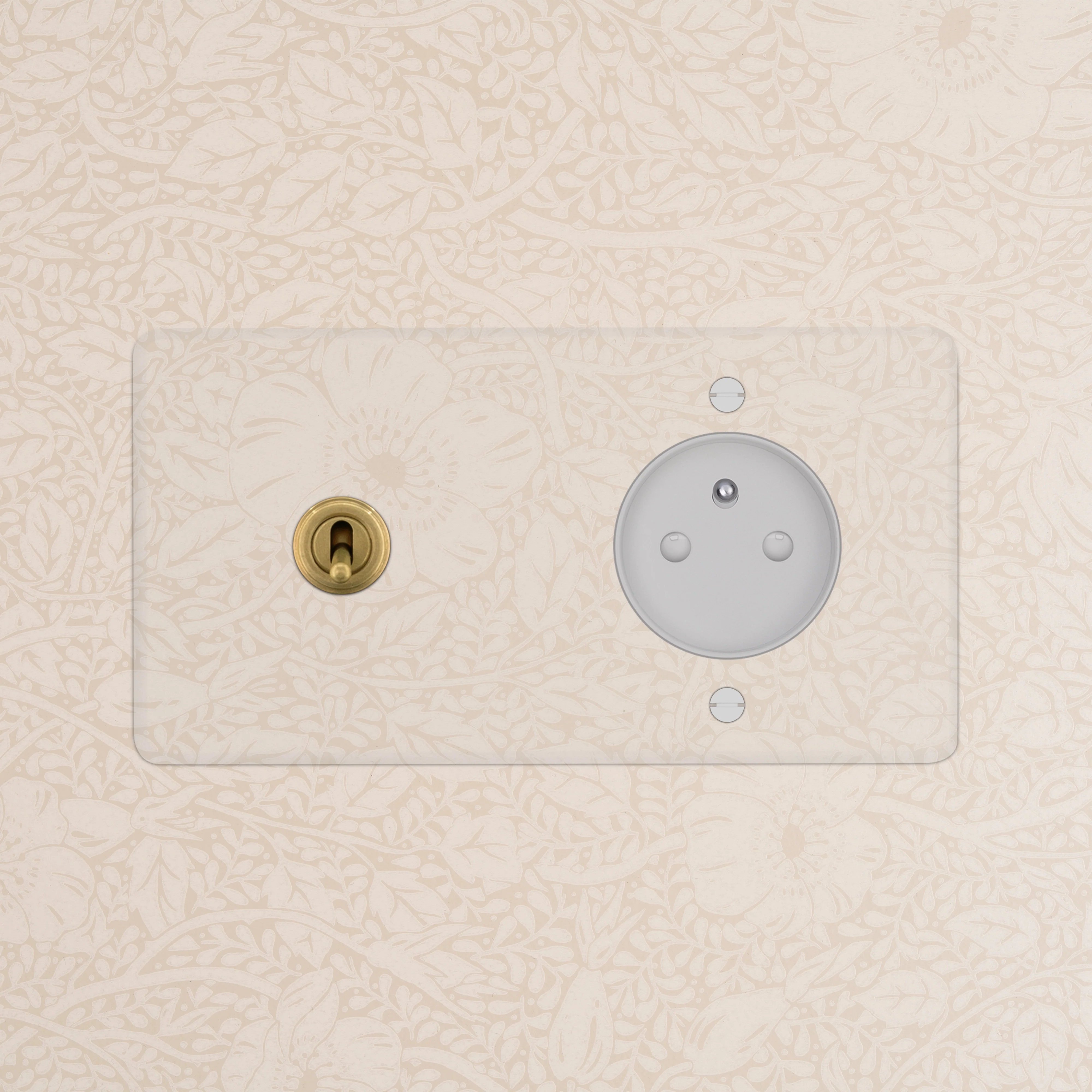 Kew Double Toggle & French/Belgian Type E Socket - Clear Antique Brass | White - Image 2