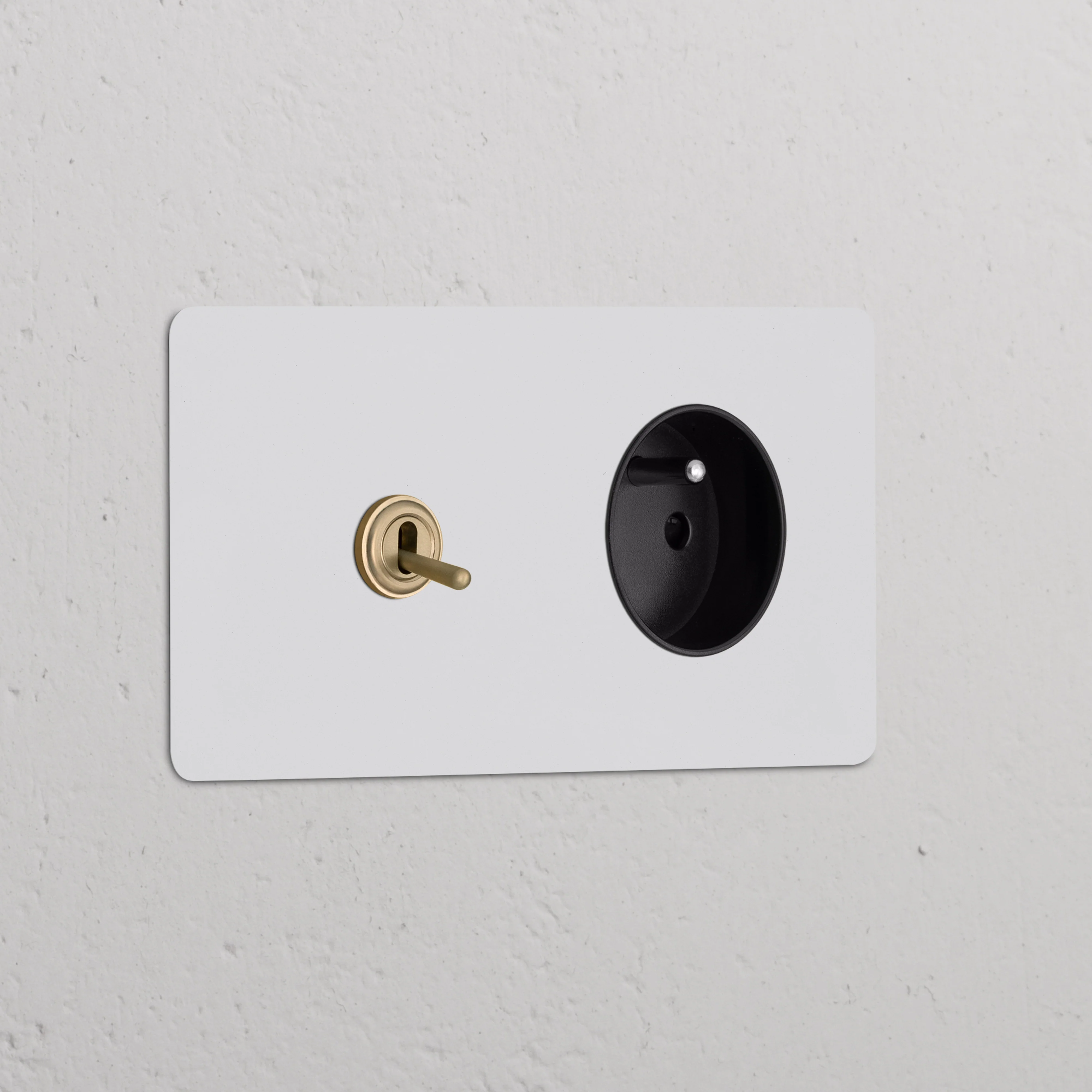 Kew Double Toggle & French/Belgian Type E Socket - Paintable Antique Brass | Black