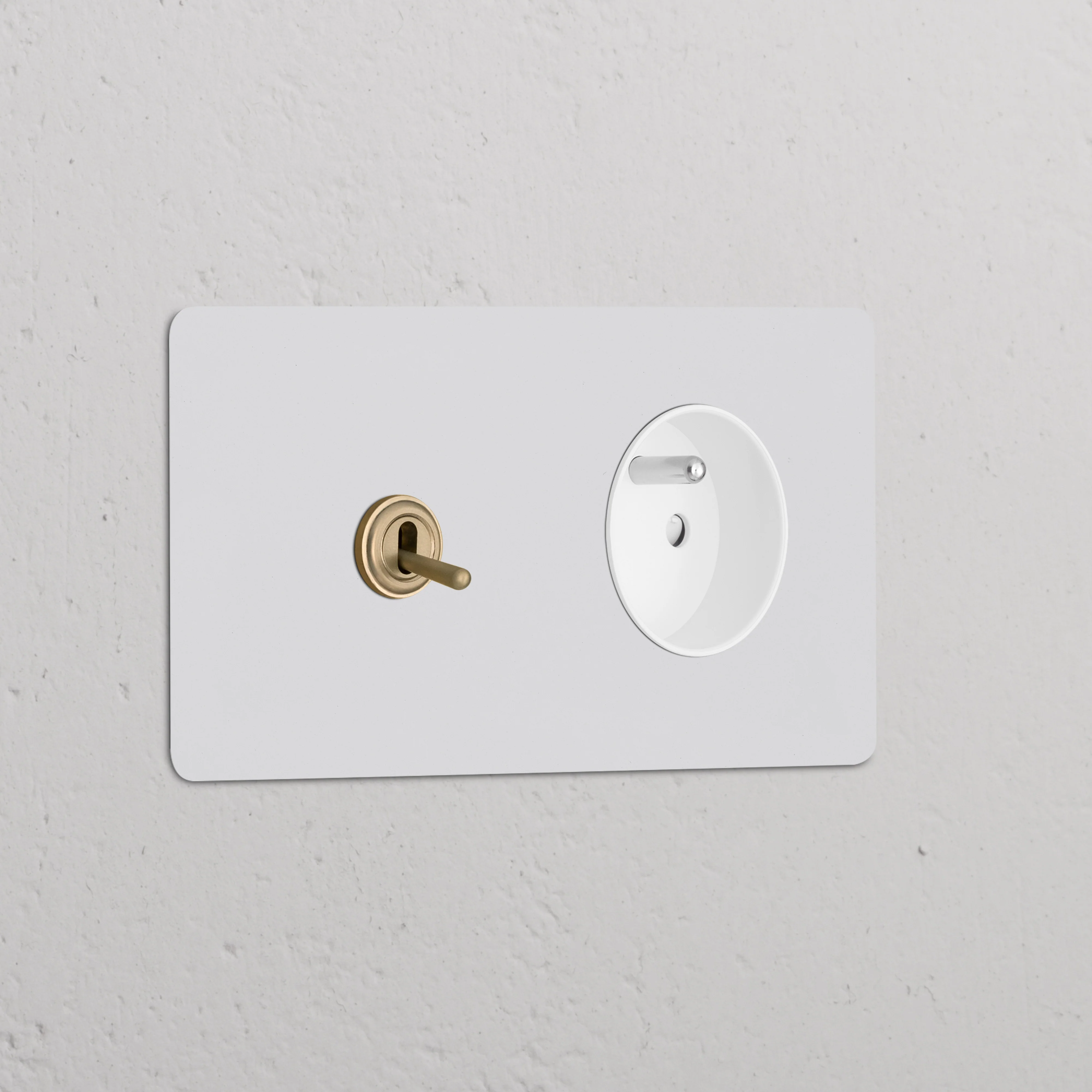 Kew Double Toggle & French/Belgian Type E Socket - Paintable Antique Brass | White