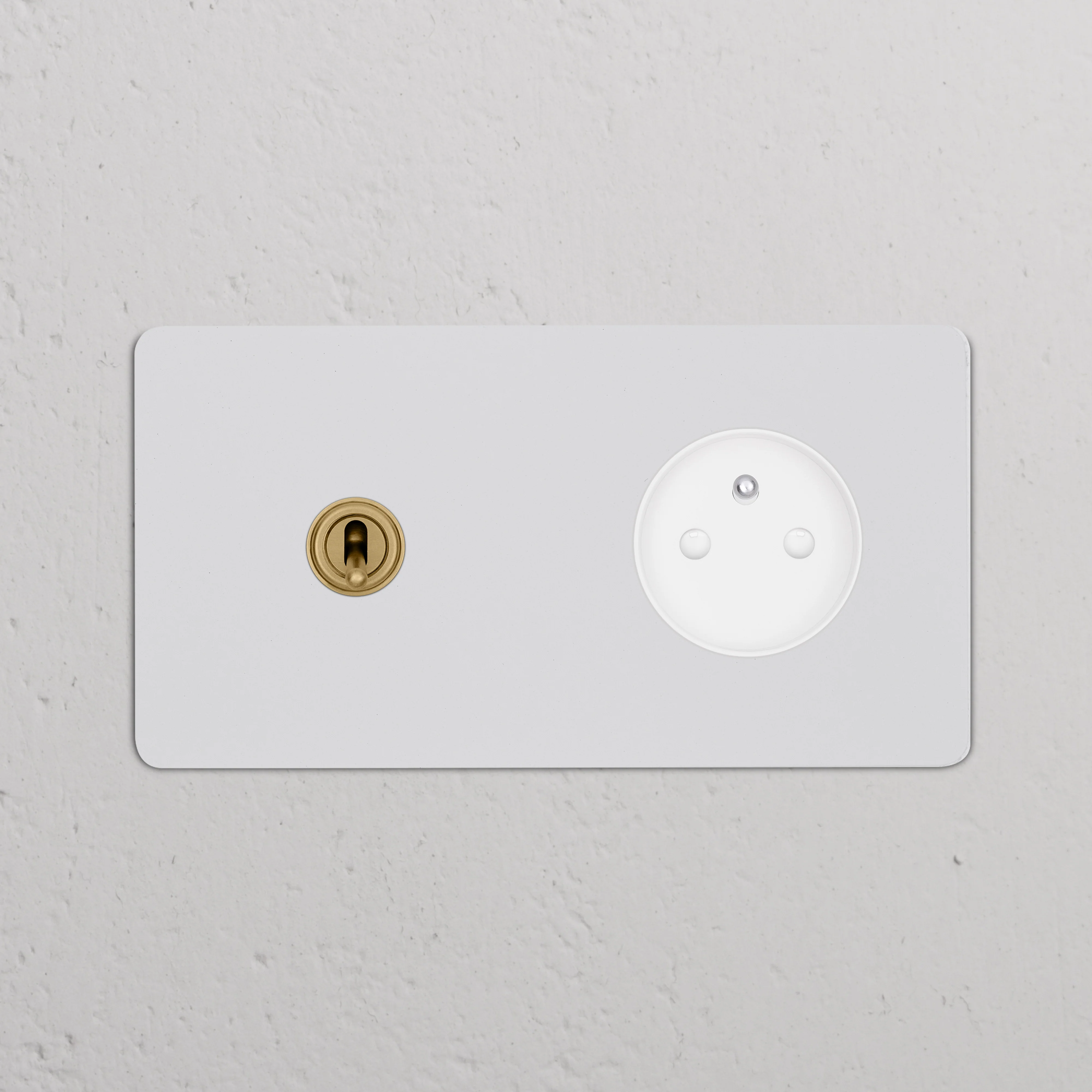Kew Double Toggle & French/Belgian Type E Socket - Paintable Antique Brass | White - Image 2