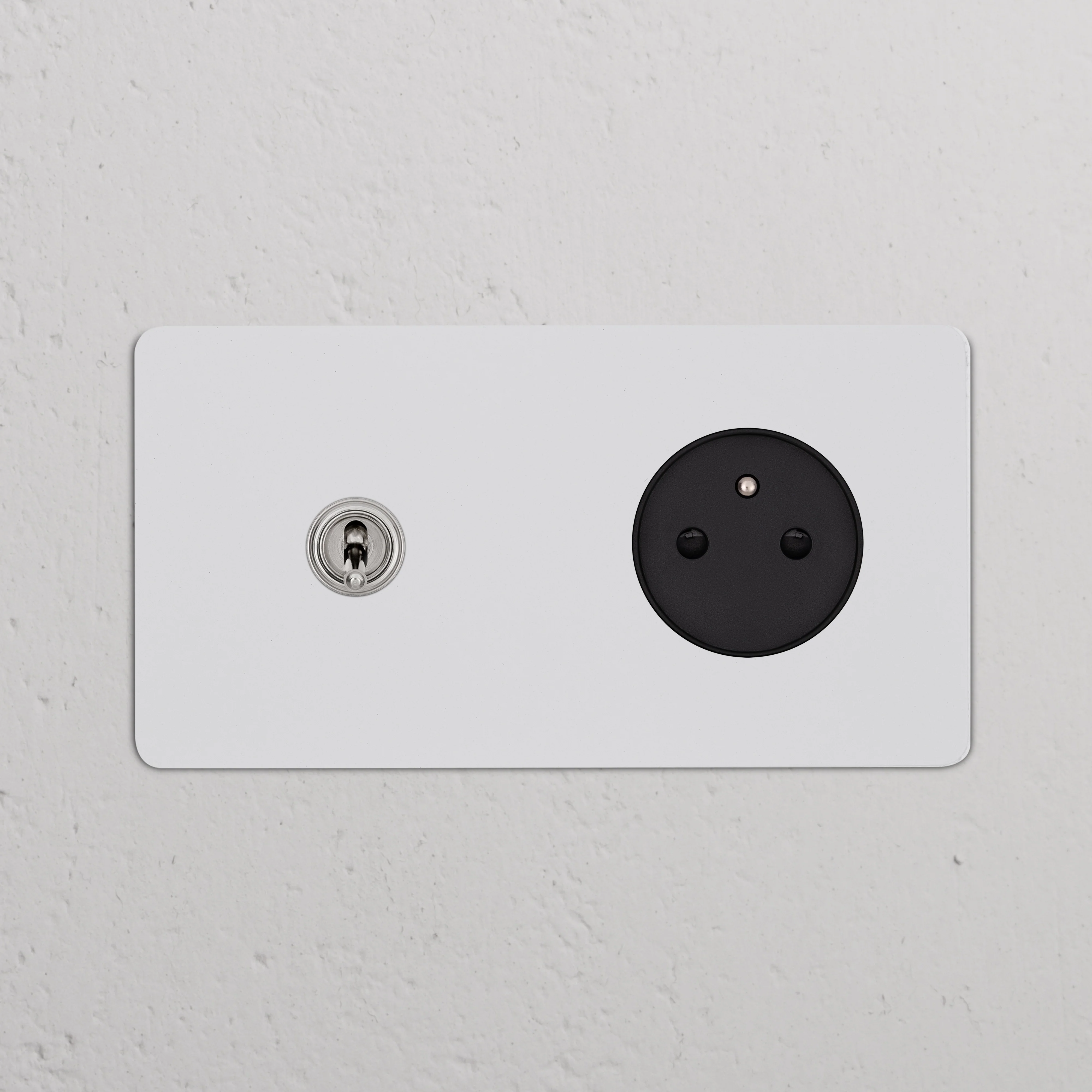 Kew Double Toggle & French/Belgian Type E Socket - Paintable Polished Nickel | Black - Image 2