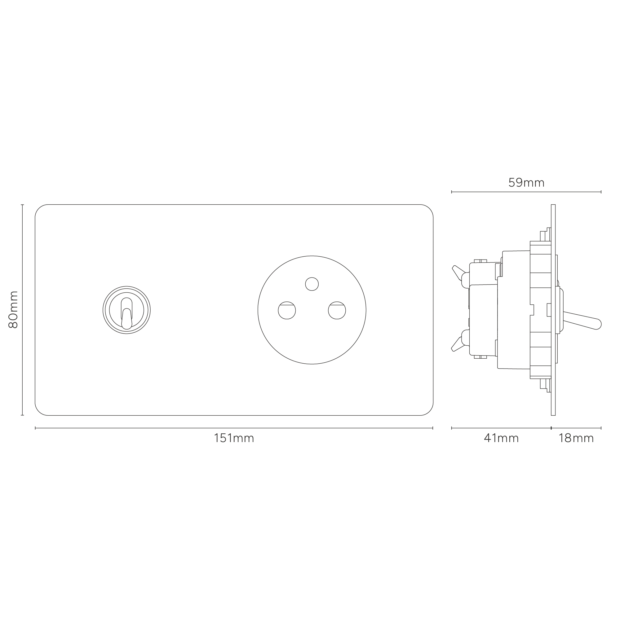 Kew Double Toggle & French/Belgian Type E Socket - Paintable Polished Nickel | Black - Image 3