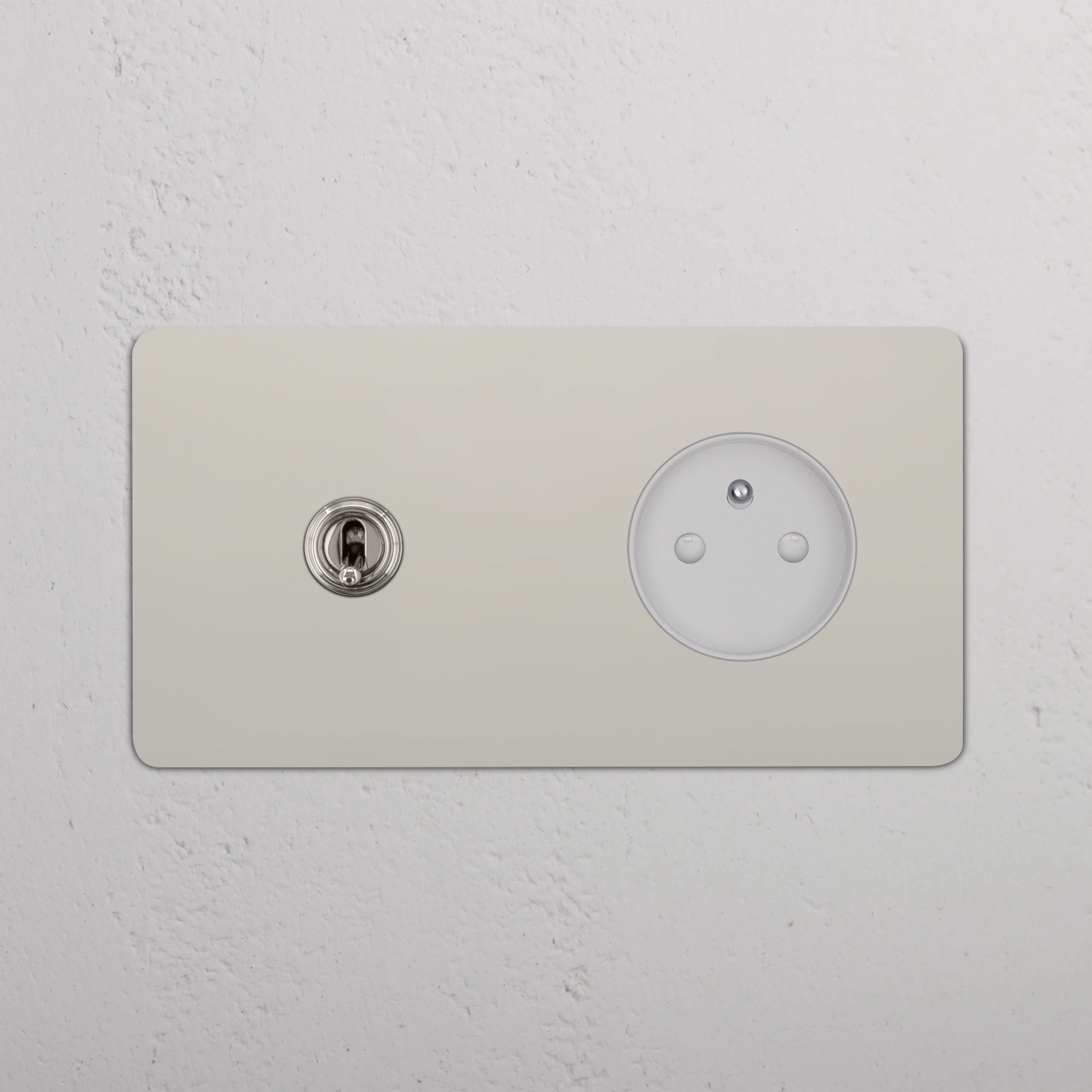 Kew Double Toggle & French/Belgian Type E Socket - Polished Nickel | White - Image 2