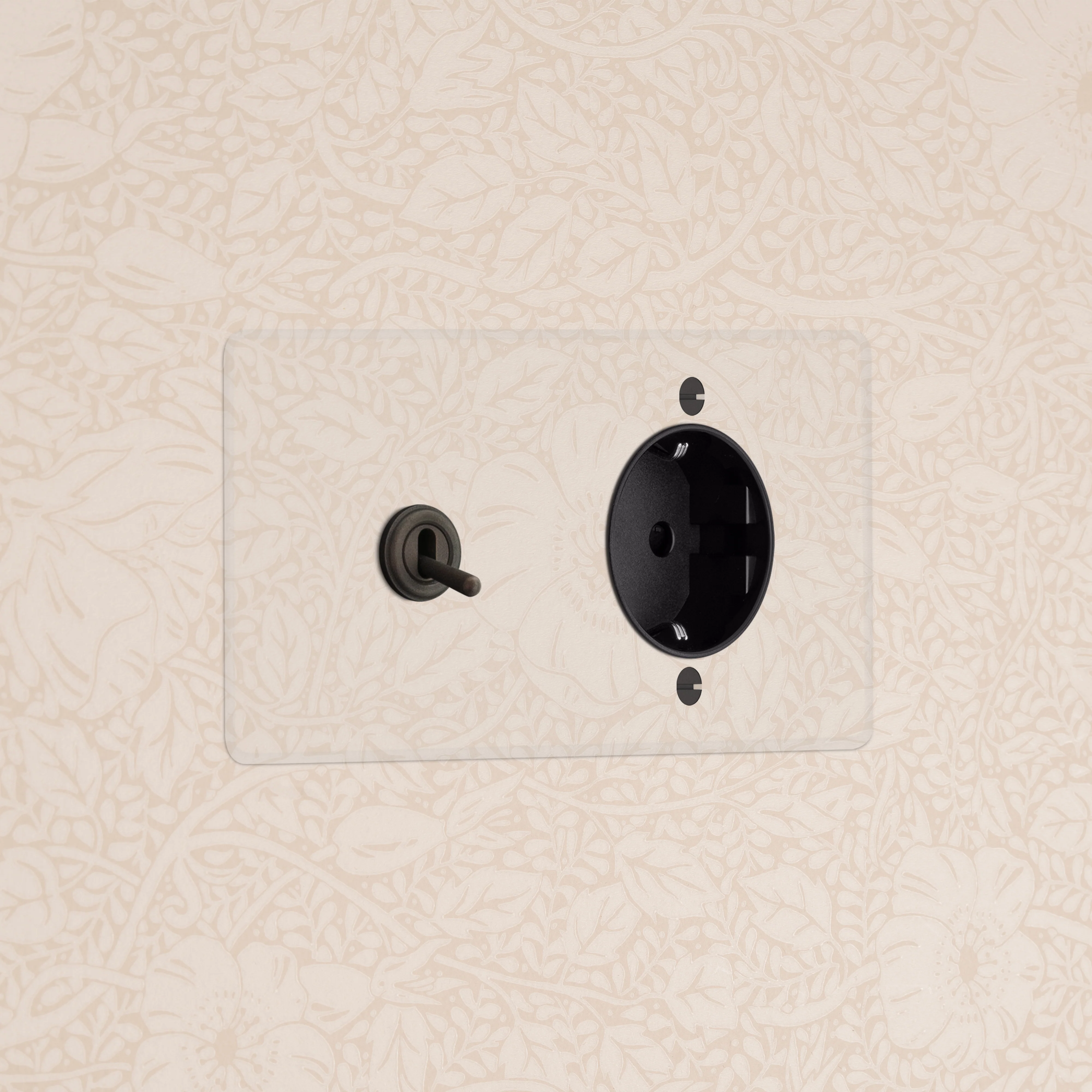 Kew Double Toggle & Schuko Type F Socket - Clear Bronze | Black