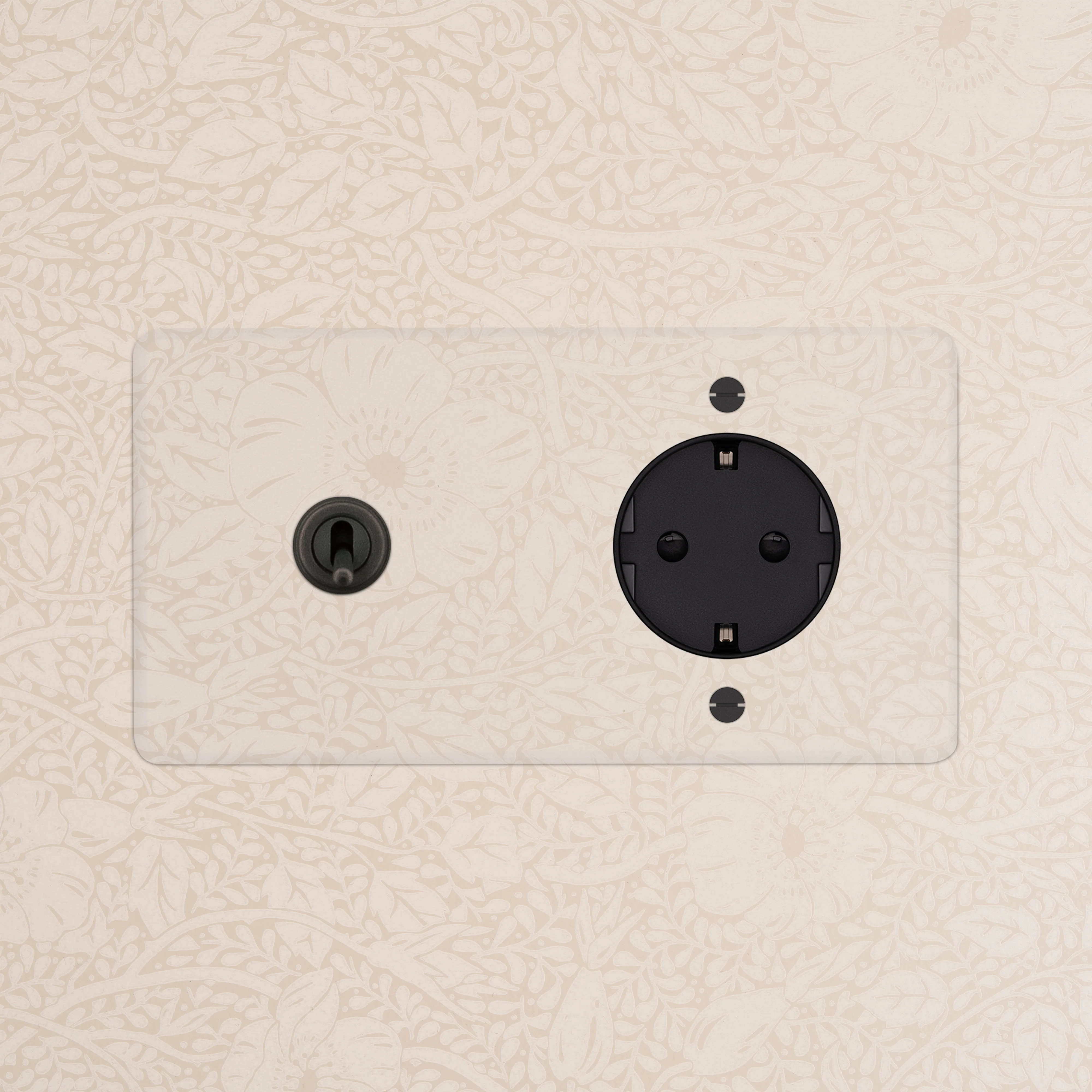 Kew Double Toggle & Schuko Type F Socket - Clear Bronze | Black - Image 2