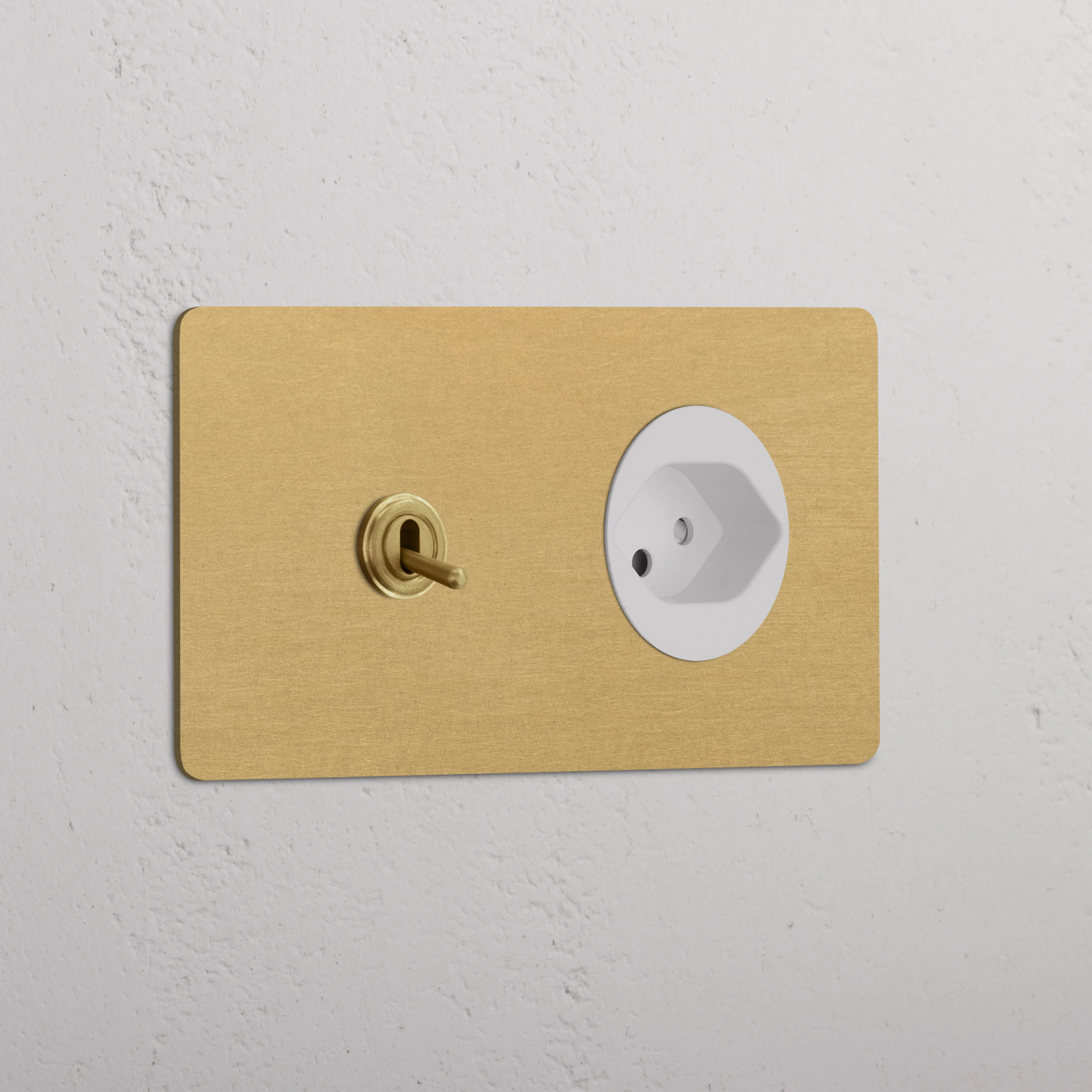 Kew Double Toggle & Swiss Type J Socket - Antique Brass | White