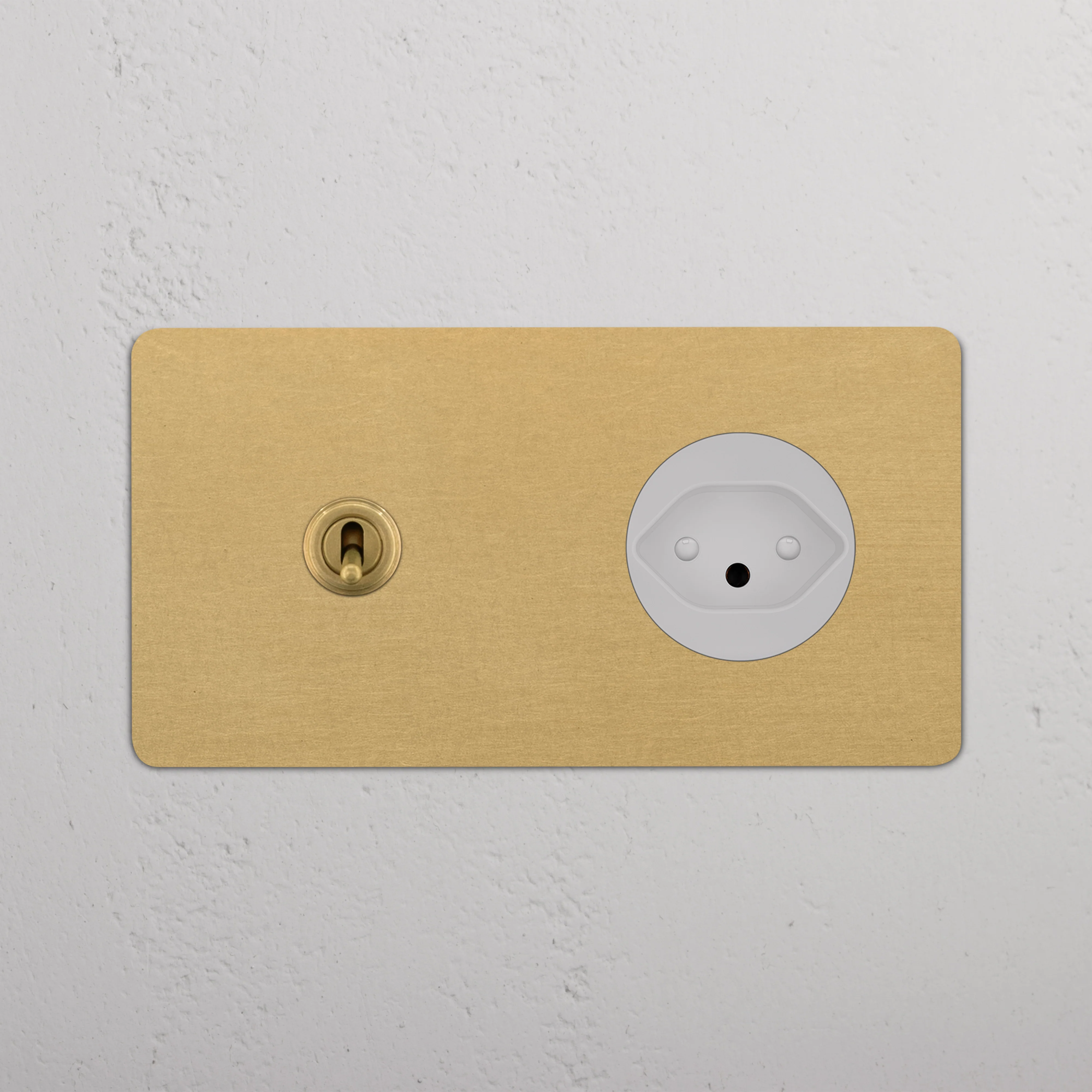 Kew Double Toggle & Swiss Type J Socket - Antique Brass | White - Image 2