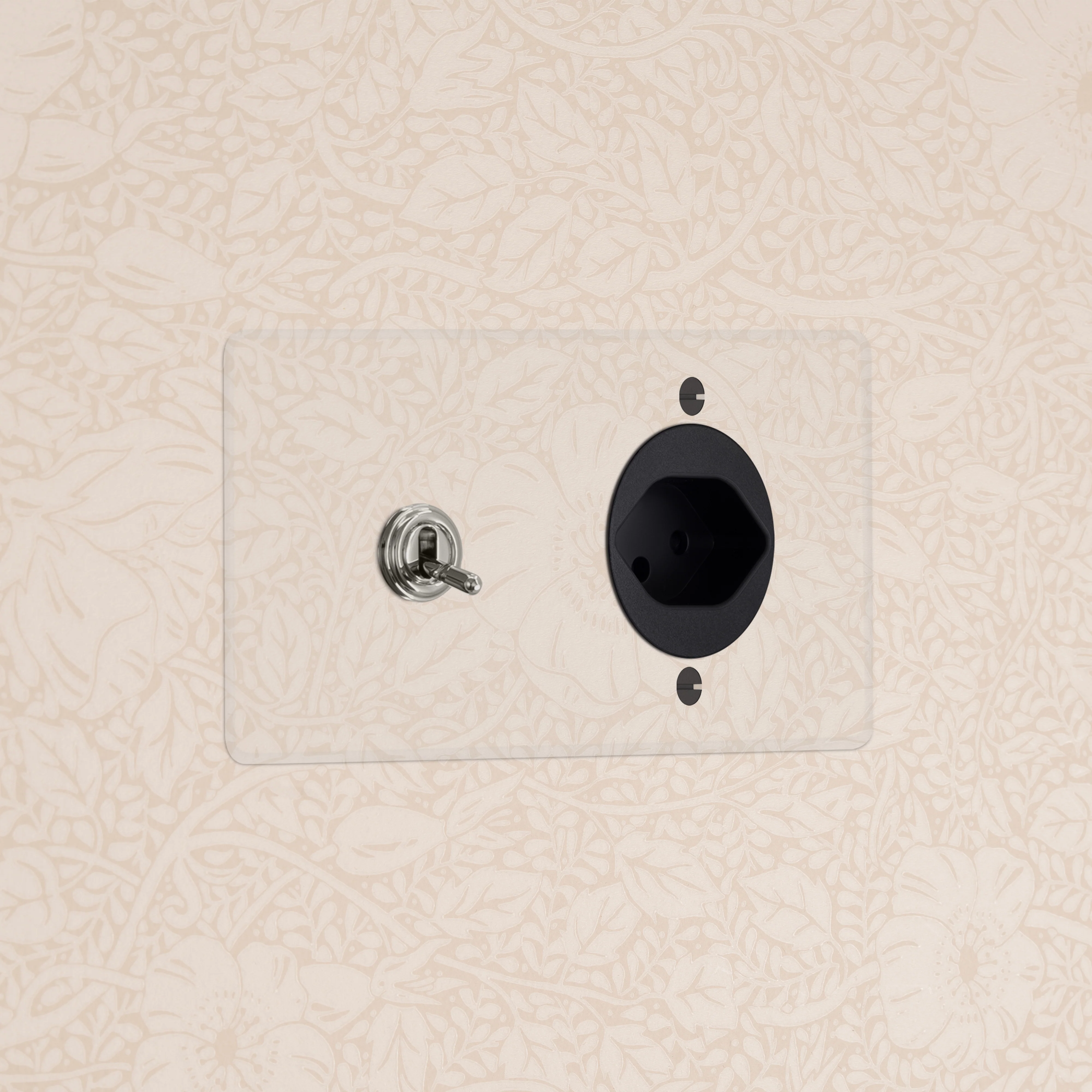 Kew Double Toggle & Swiss Type J Socket - Clear Polished Nickel | Black