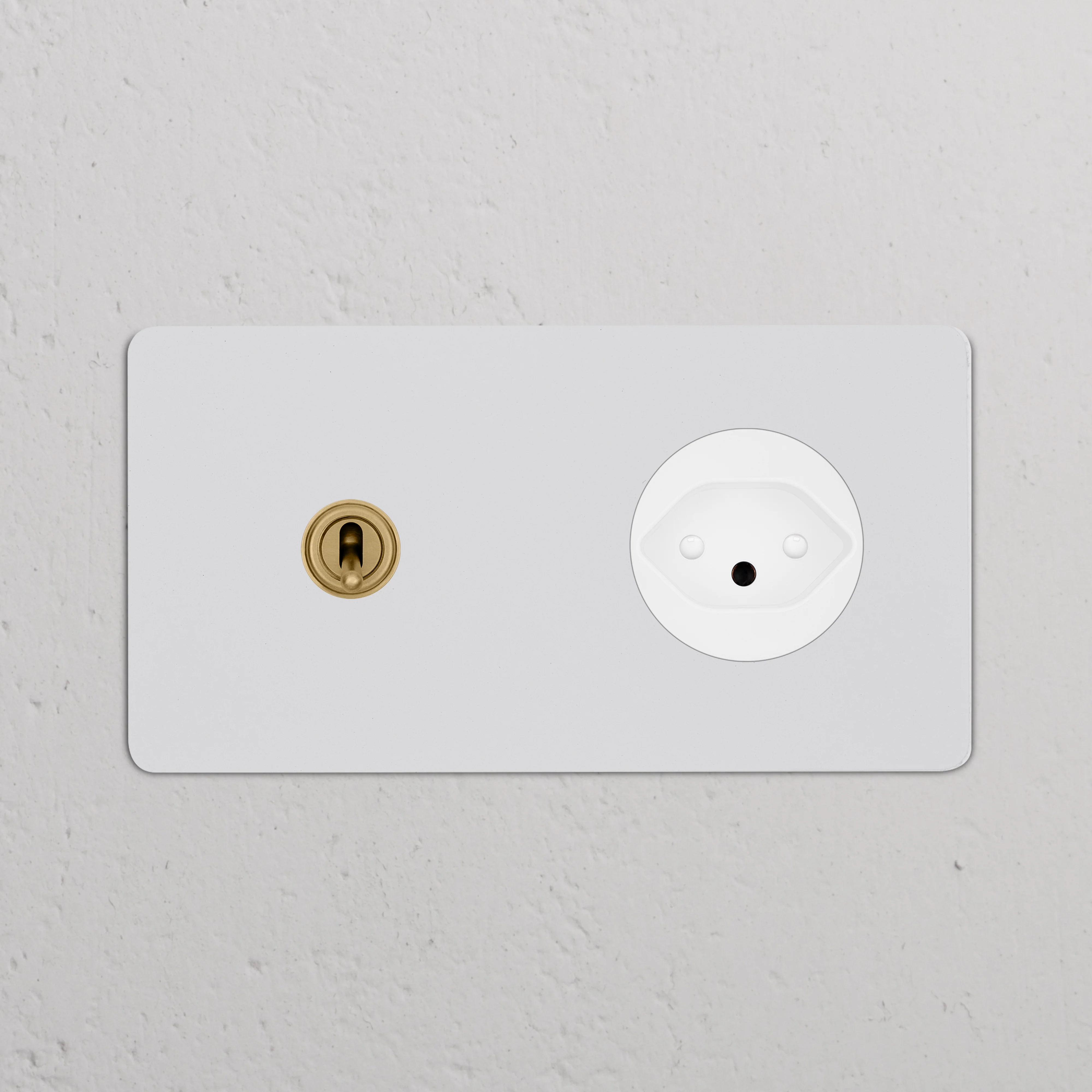 Kew Double Toggle & Swiss Type J Socket - Paintable Antique Brass | White - Image 2