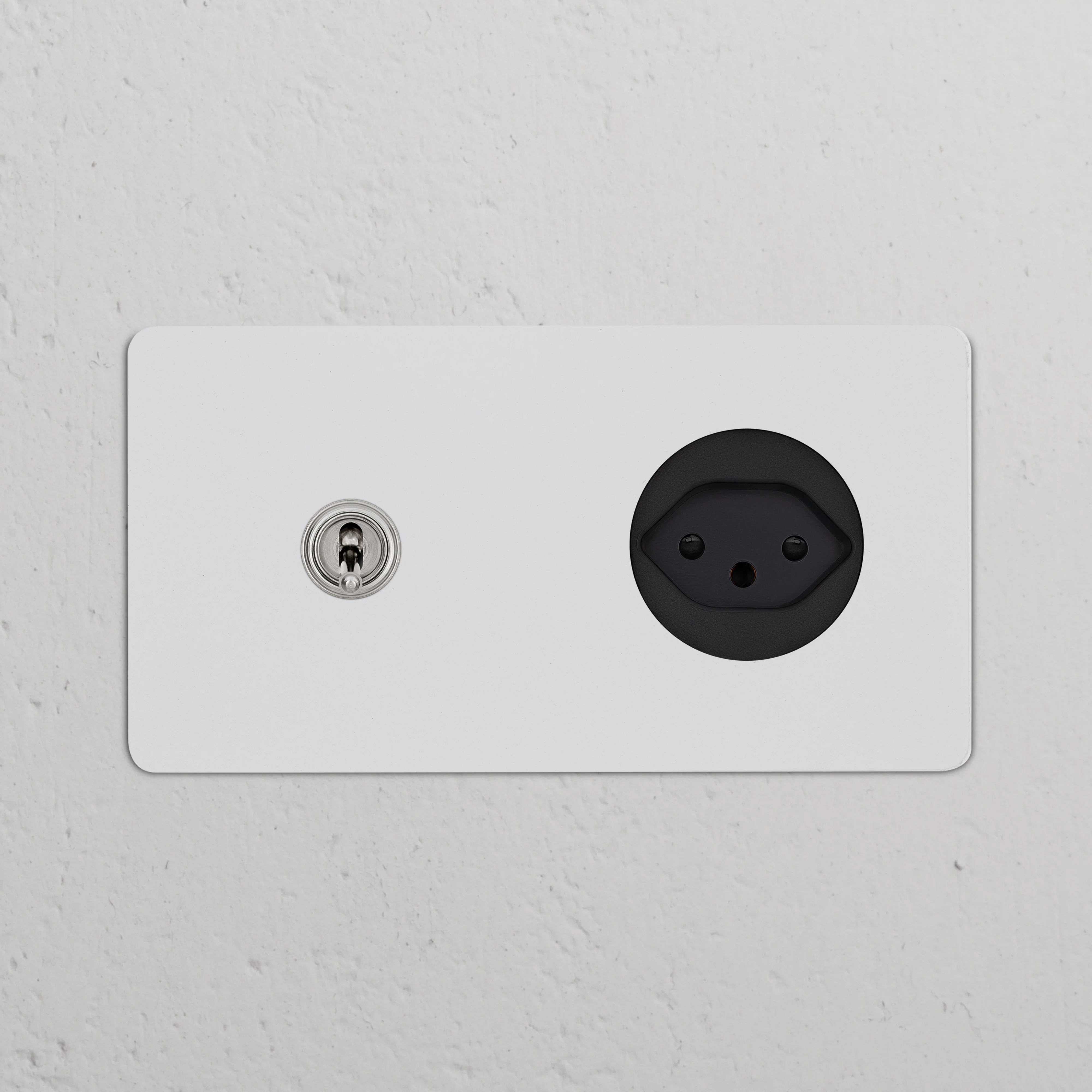 Kew Double Toggle & Swiss Type J Socket - Paintable Polished Nickel | Black - Image 2
