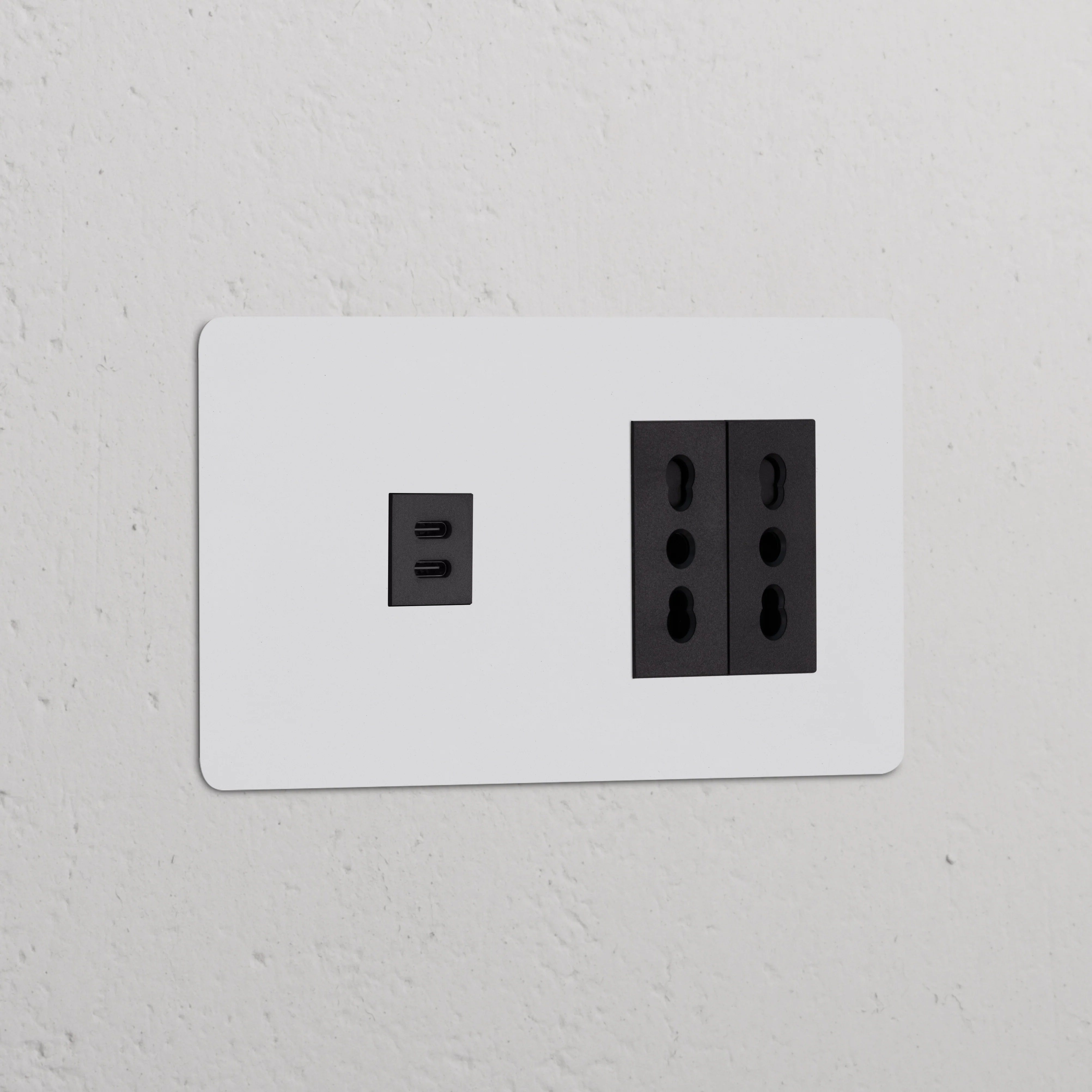 Kew Double USB-C 30W & 2x Bipasso Socket - Paintable | Black