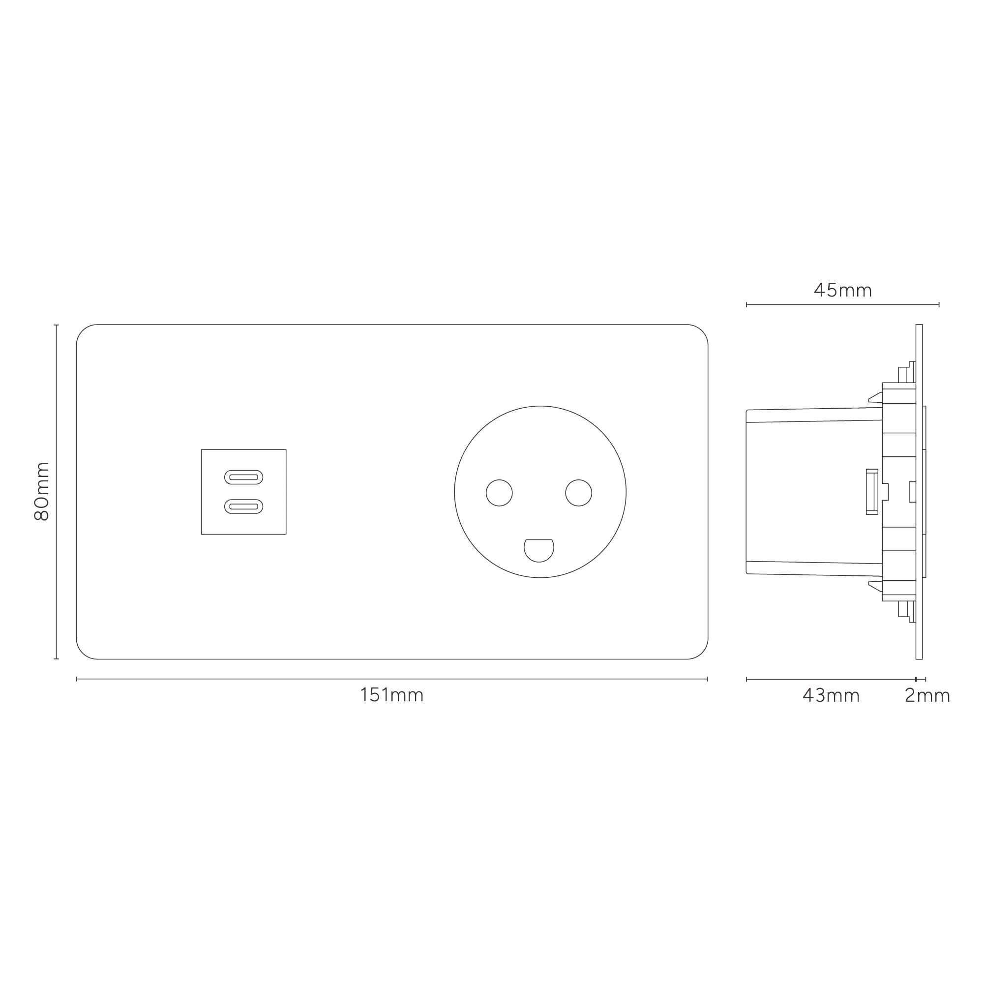 Kew Double USB-C 30W & Danish Type K Socket - Antique Brass | Black - Image 4