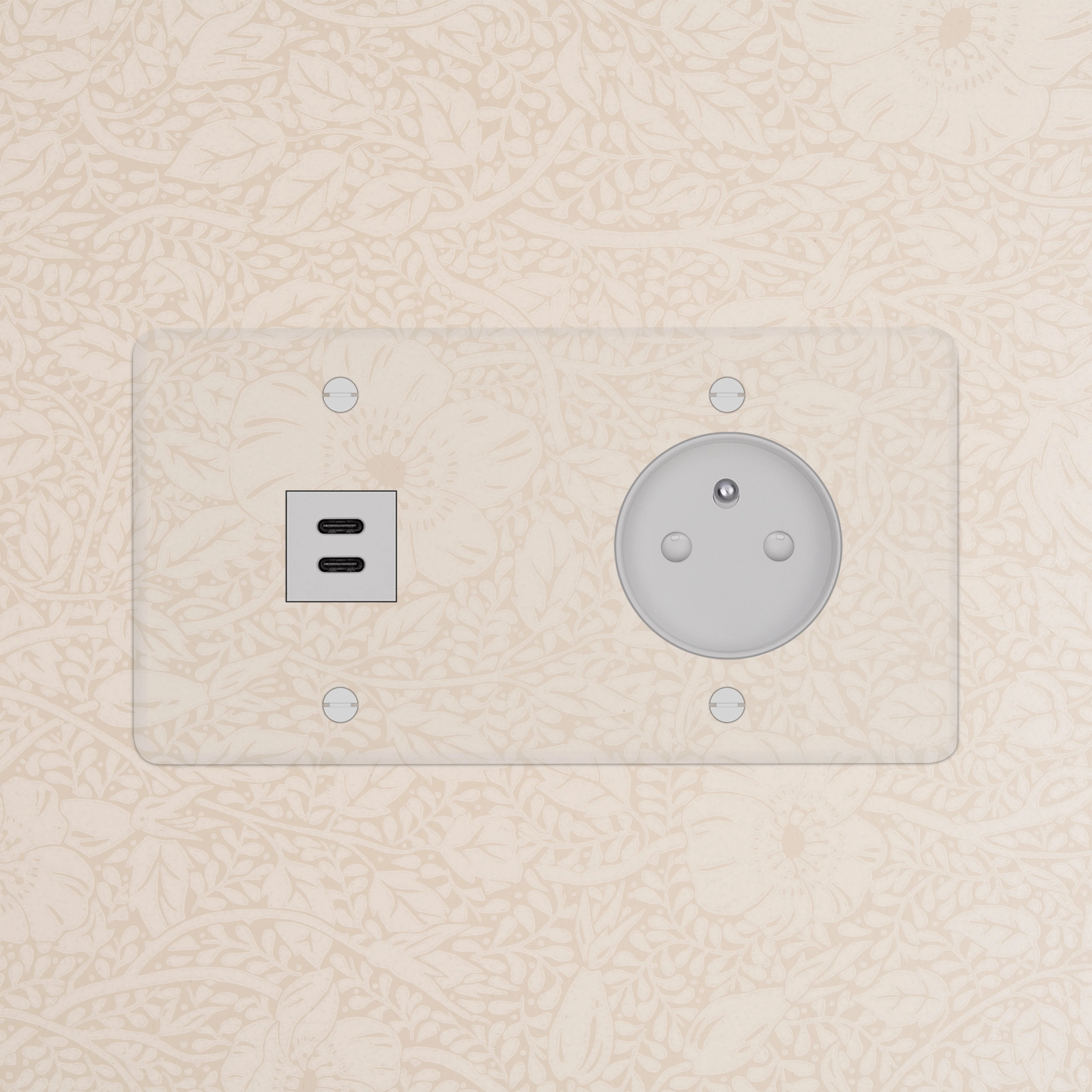 Kew Double USB-C 30W & French/Belgian Type E Socket - Clear | White - Image 2