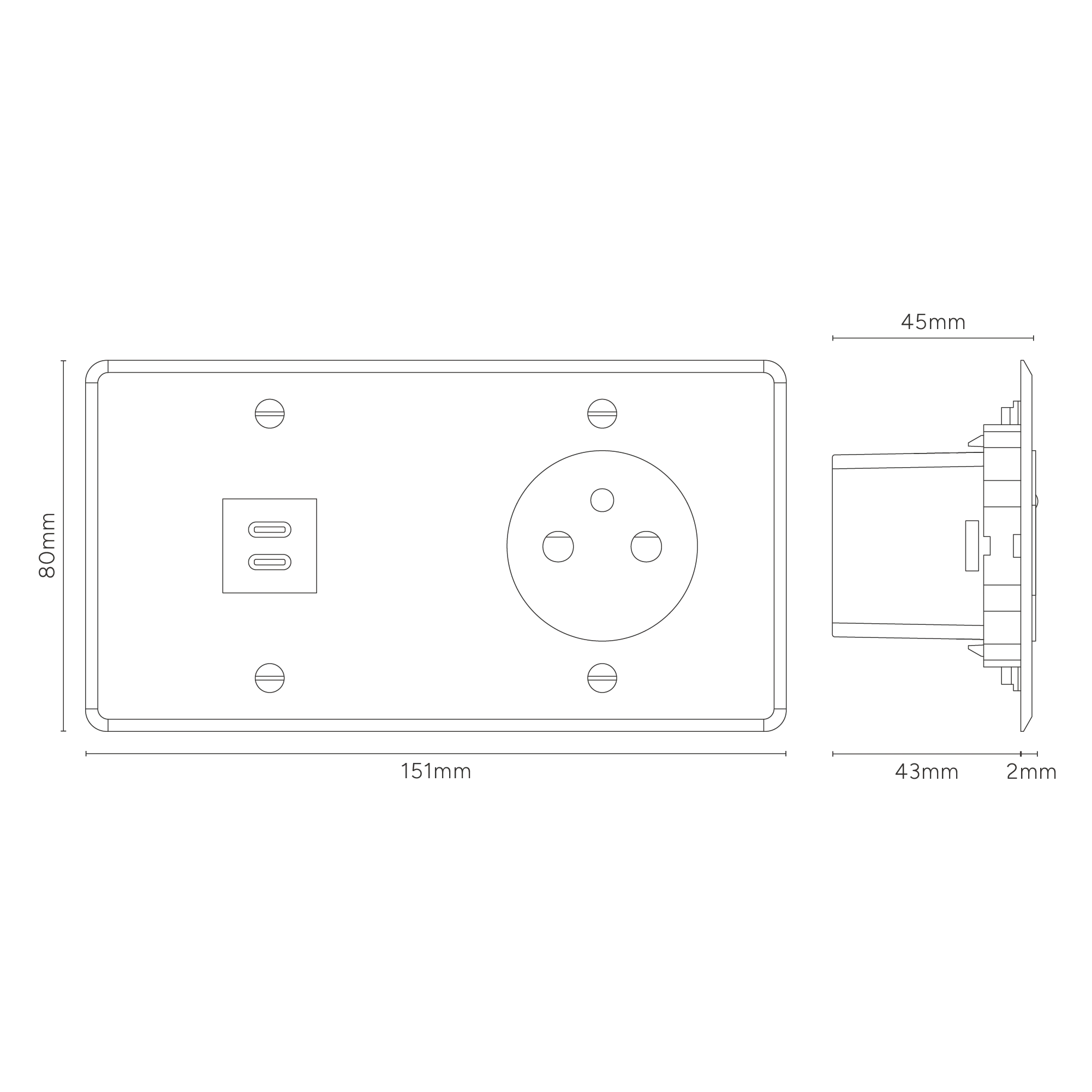 Kew Double USB-C 30W & French/Belgian Type E Socket - Clear | White - Image 4