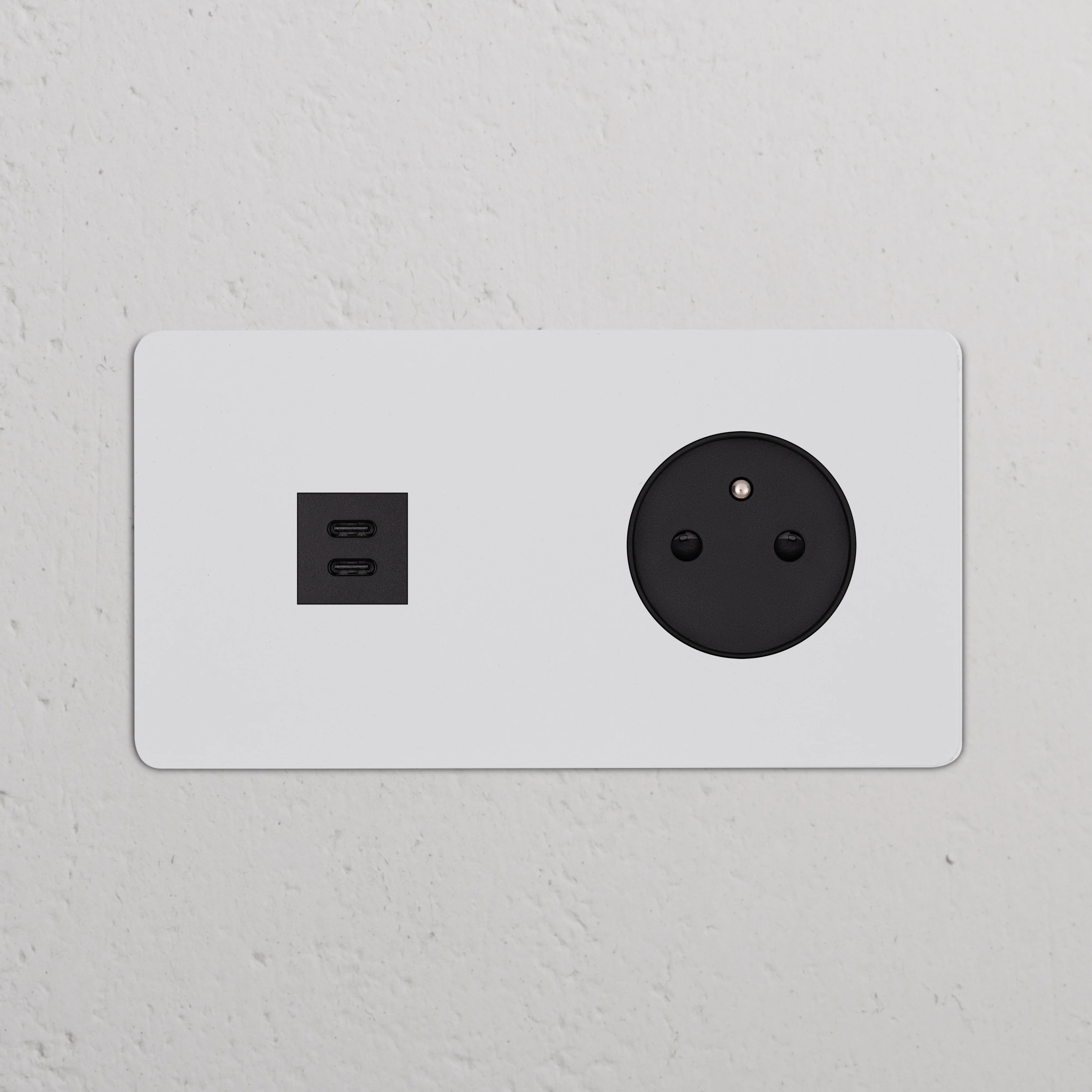 Kew Double USB-C 30W & French/Belgian Type E Socket - Paintable | Black - Image 2