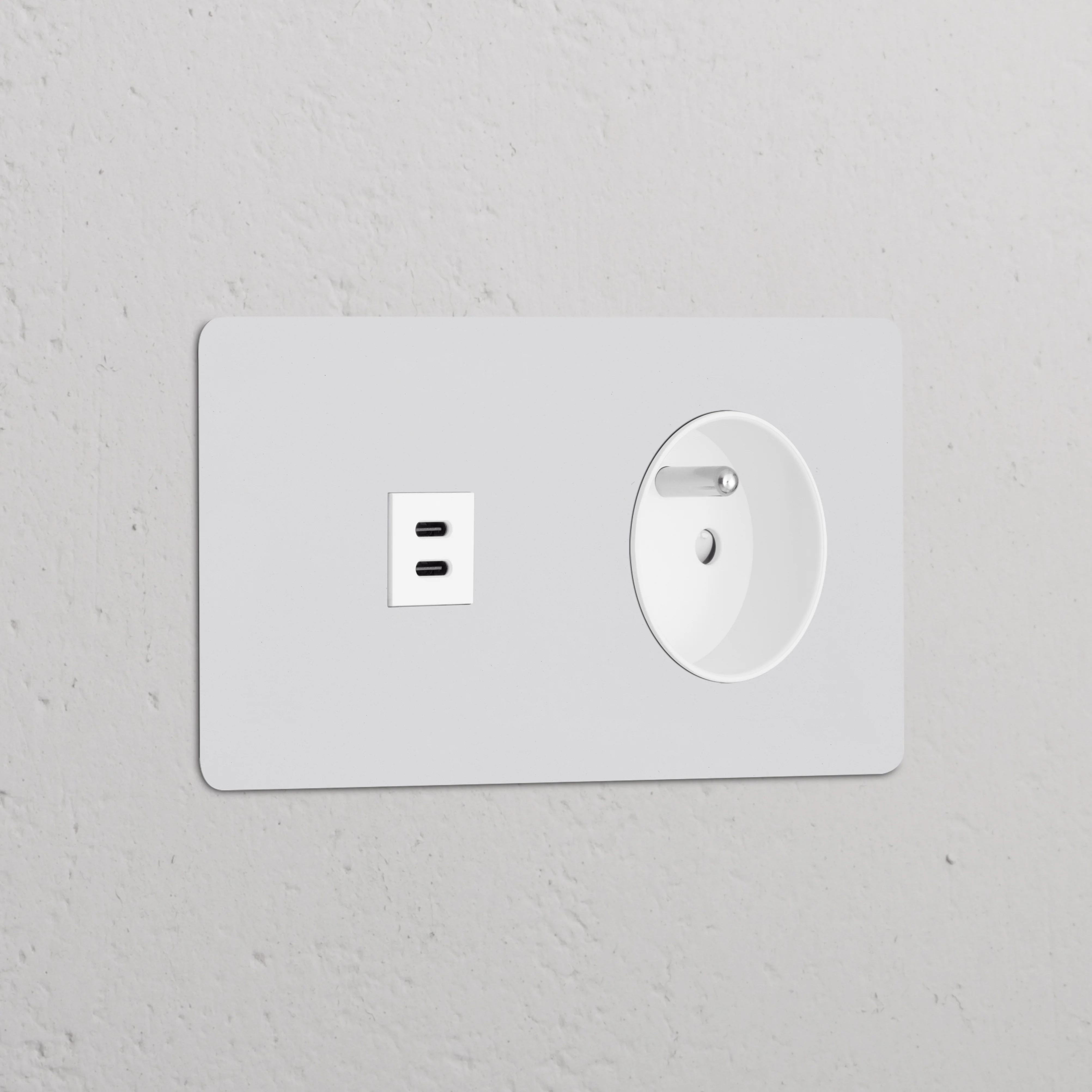 Kew Double USB-C 30W & French/Belgian Type E Socket - Paintable | White