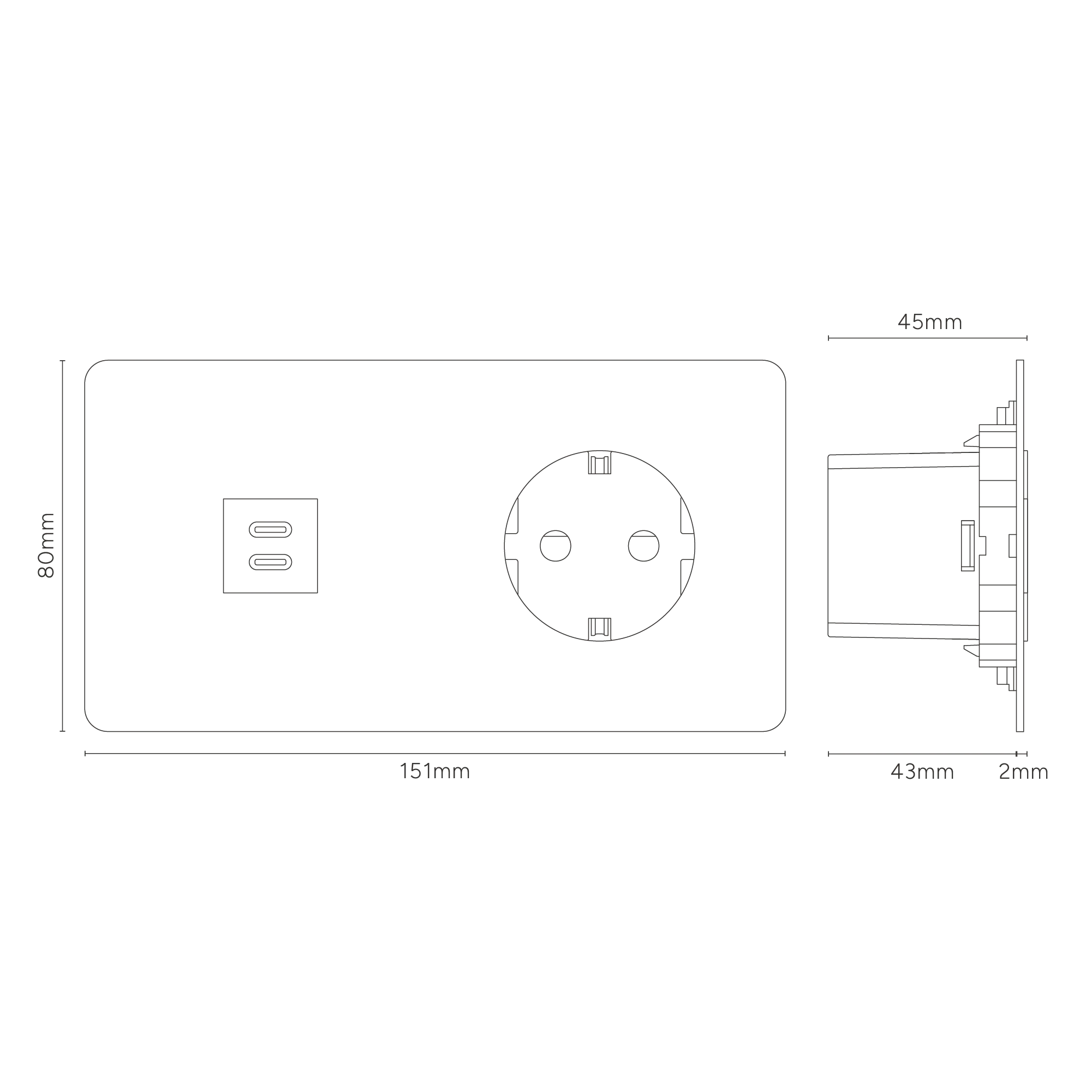 Kew Double USB-C 30W & Schuko Type F Socket - Bronze | Black - Image 4