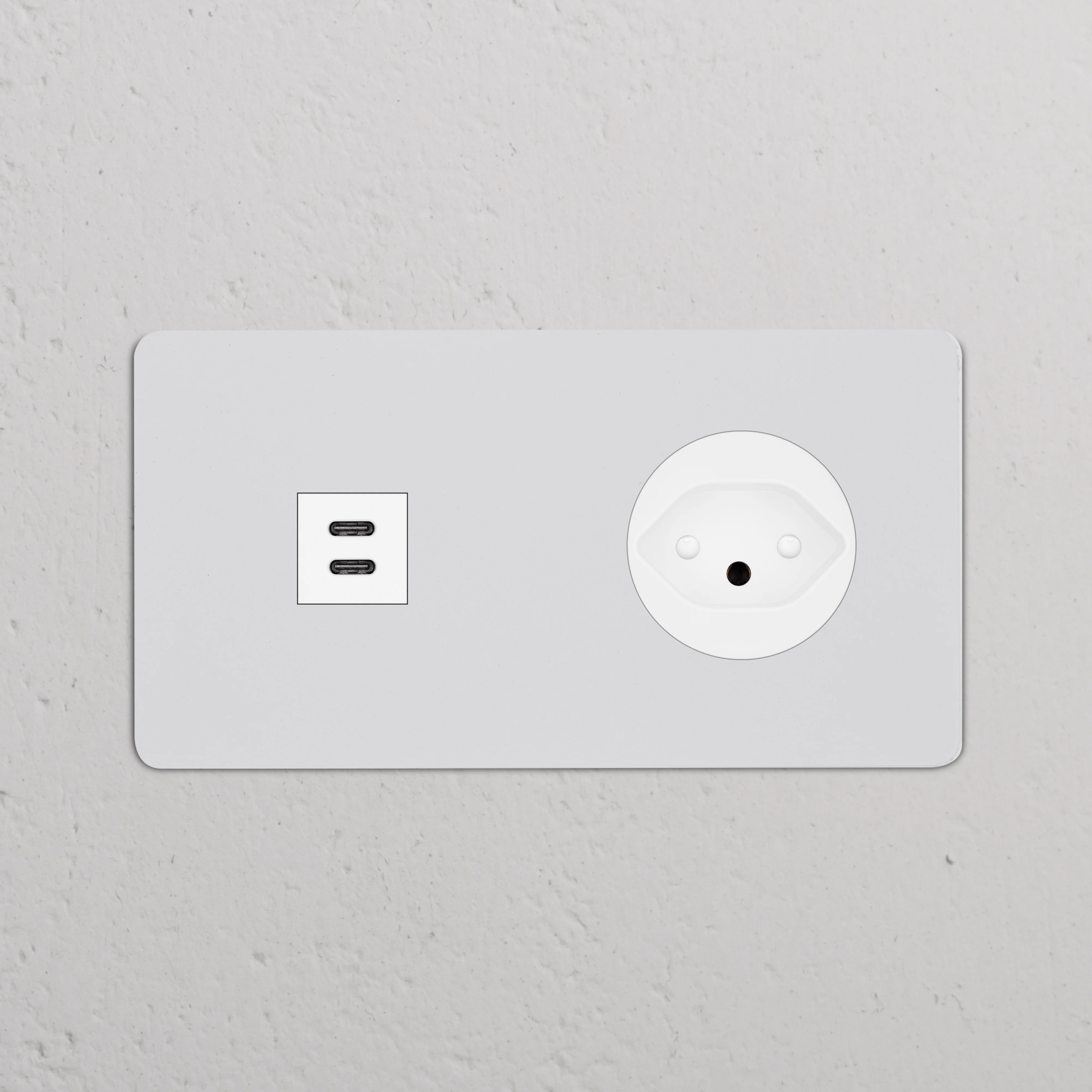 Kew Double USB-C 30W & Swiss Type J Socket - Paintable | White - Image 2