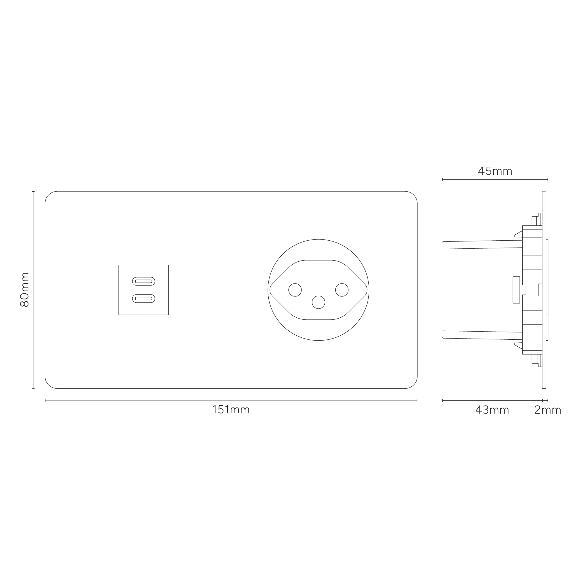 Kew Double USB-C 30W & Swiss Type J Socket - Paintable | White - Image 3