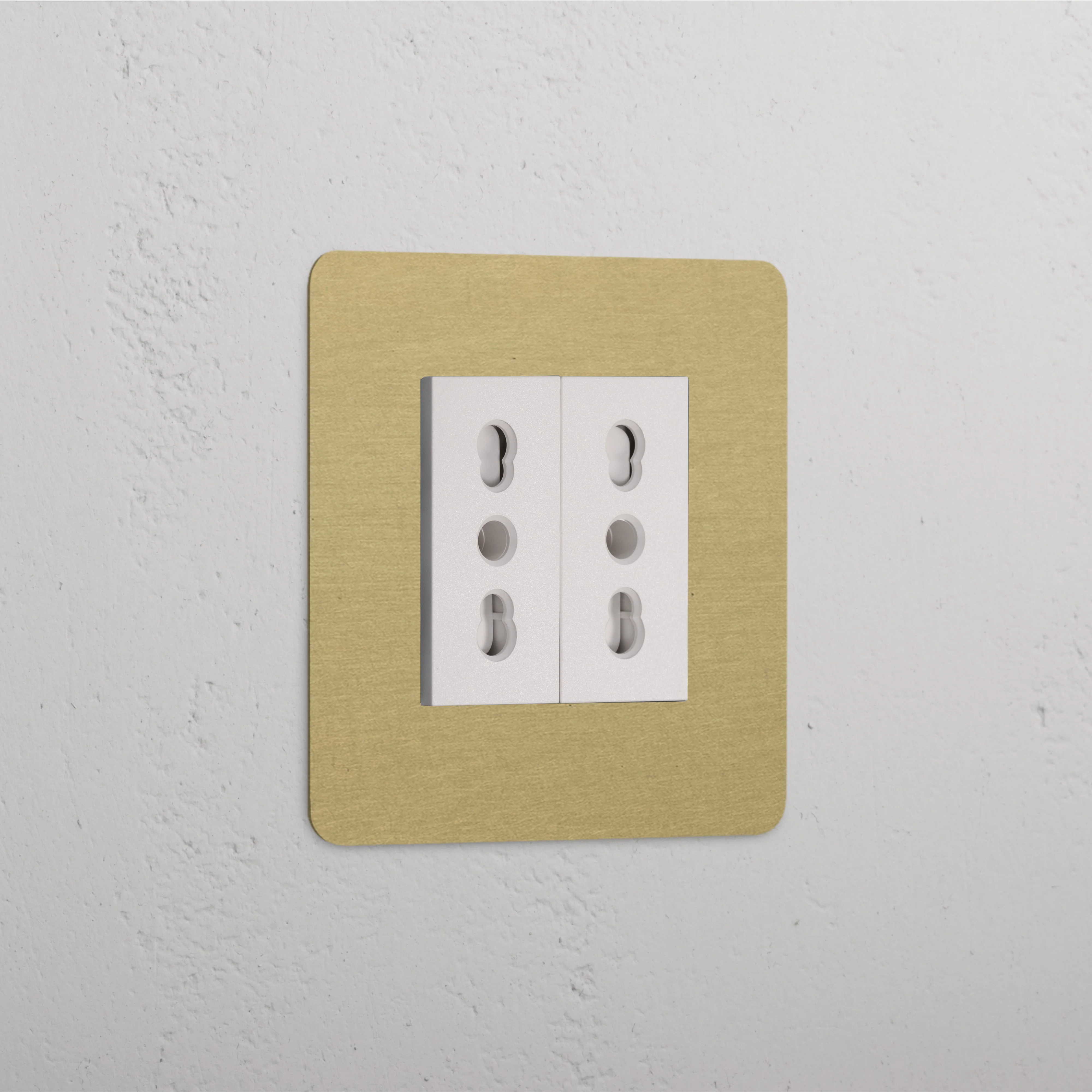 Kew Single 2x Bipasso Socket - Antique Brass | White
