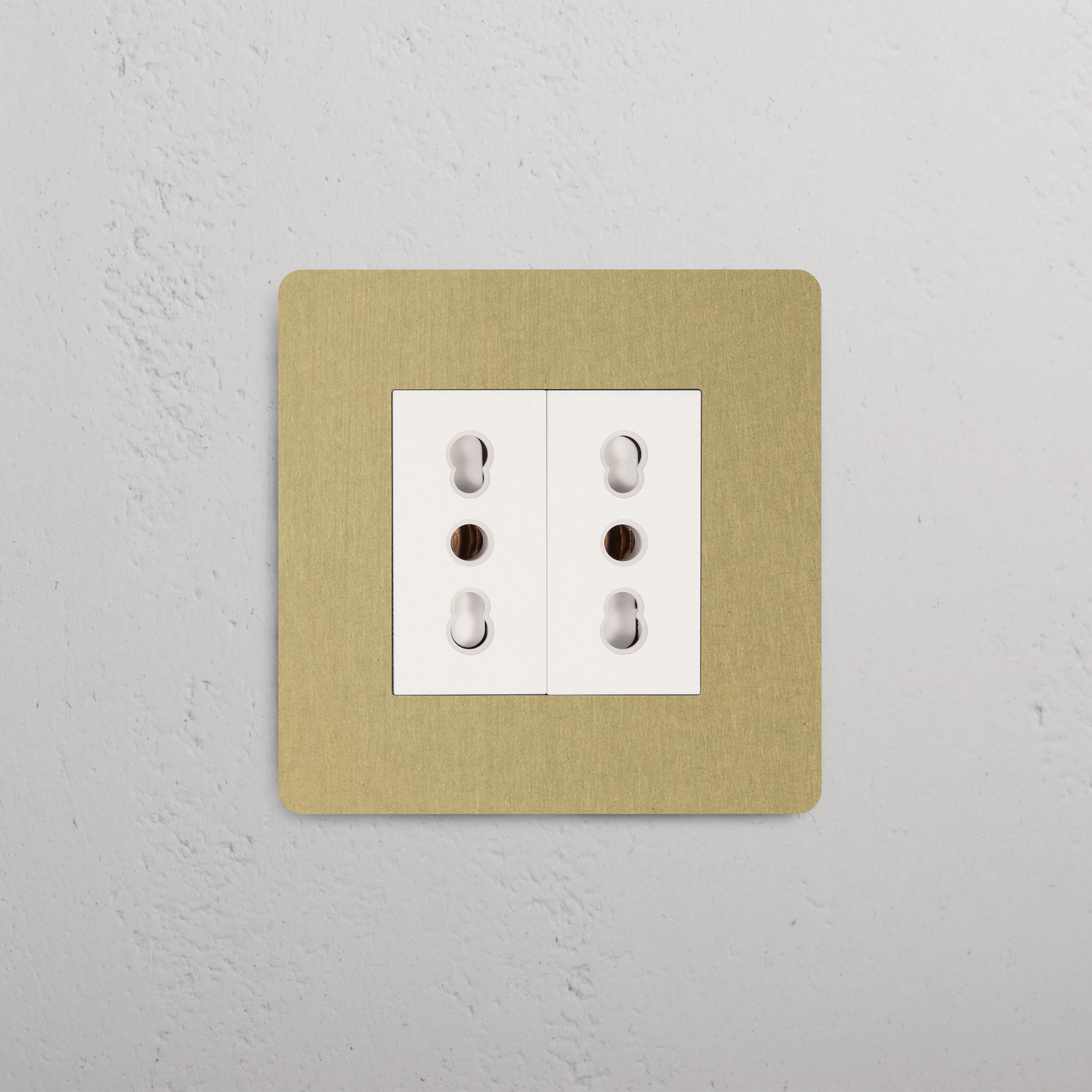 Kew Single 2x Bipasso Socket - Antique Brass | White - Image 2