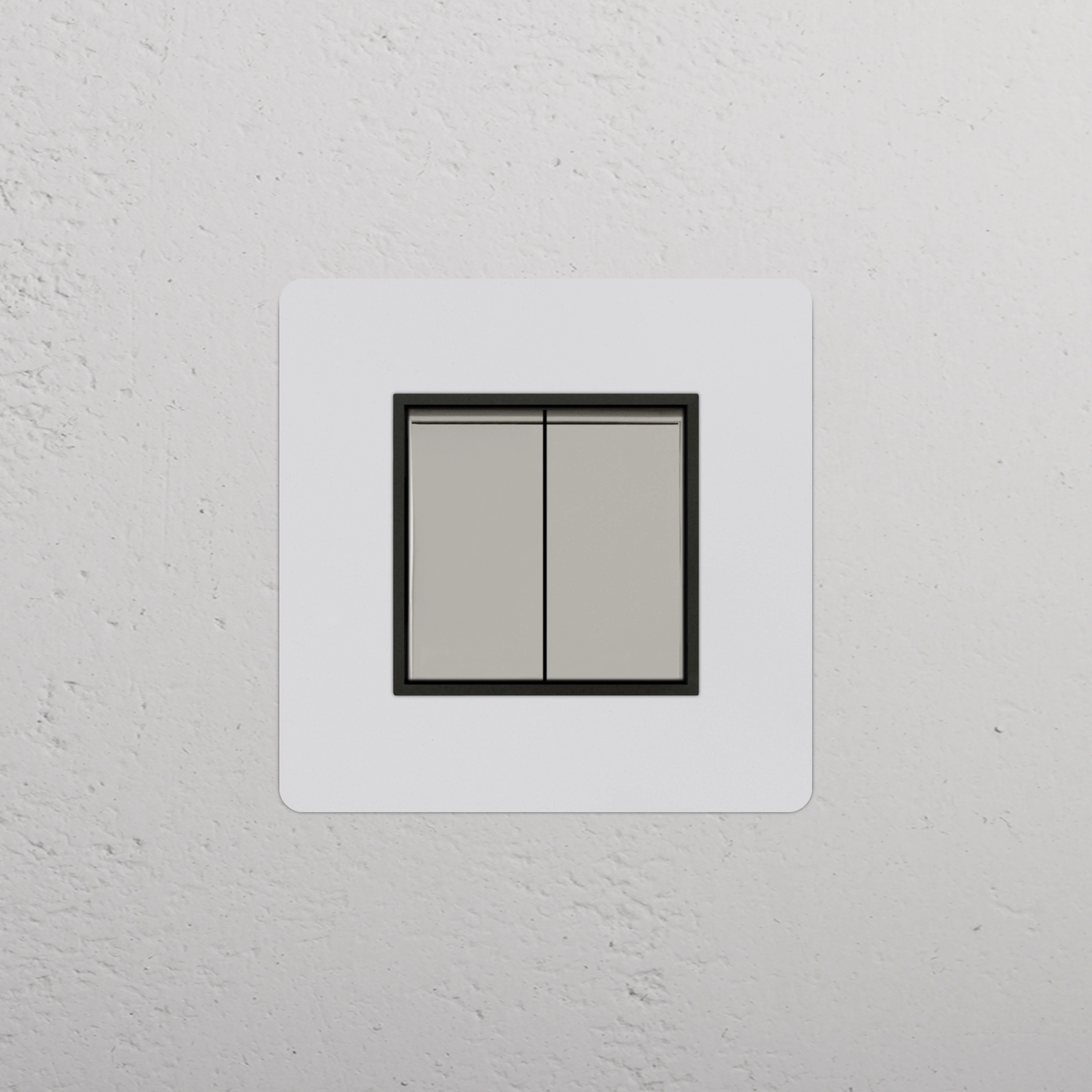 Kew Single 2x Retractive Rocker Switch - Paintable Polished Nickel | Black - Image 2