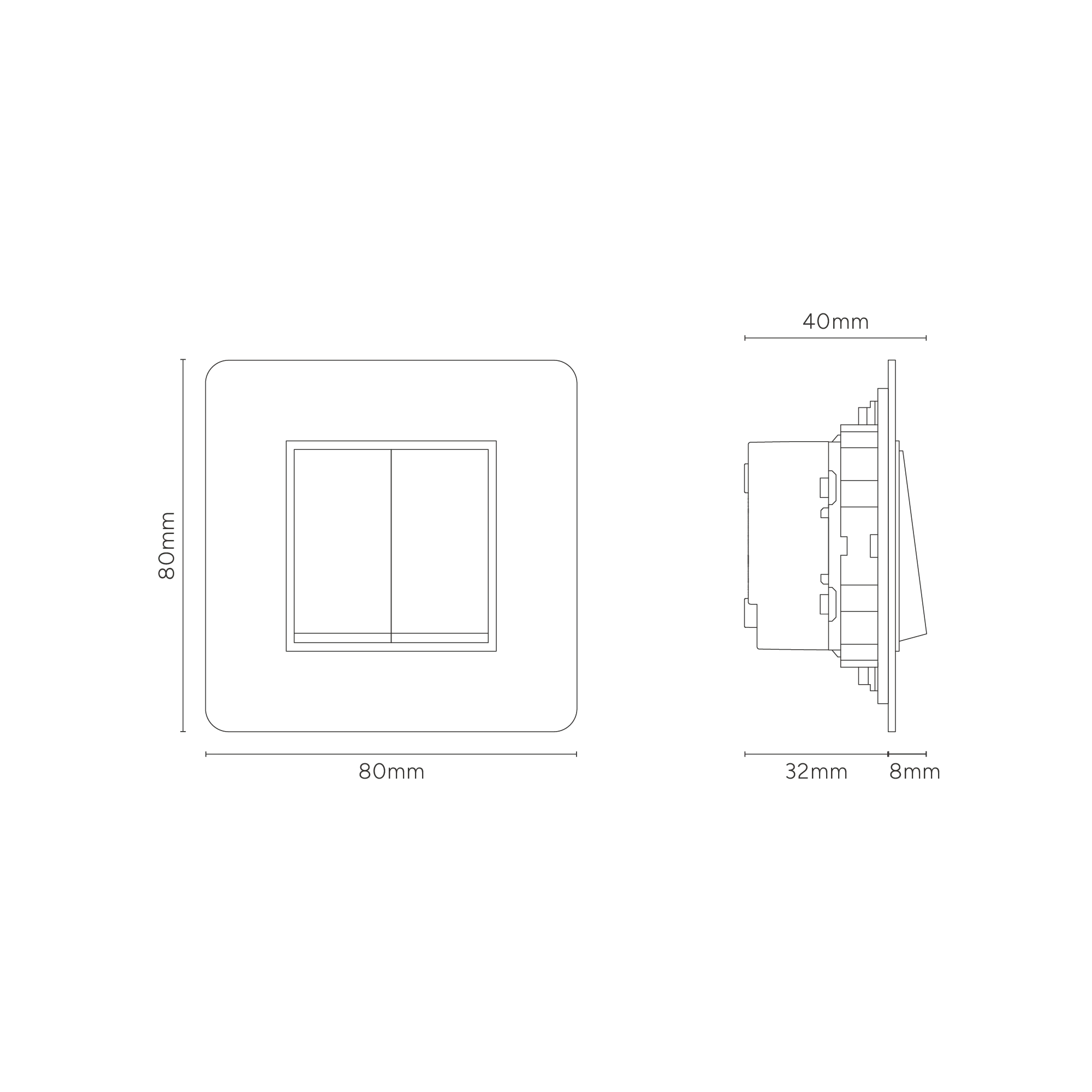Kew Single 2x Retractive Rocker Switch - Paintable Polished Nickel | Black - Image 3