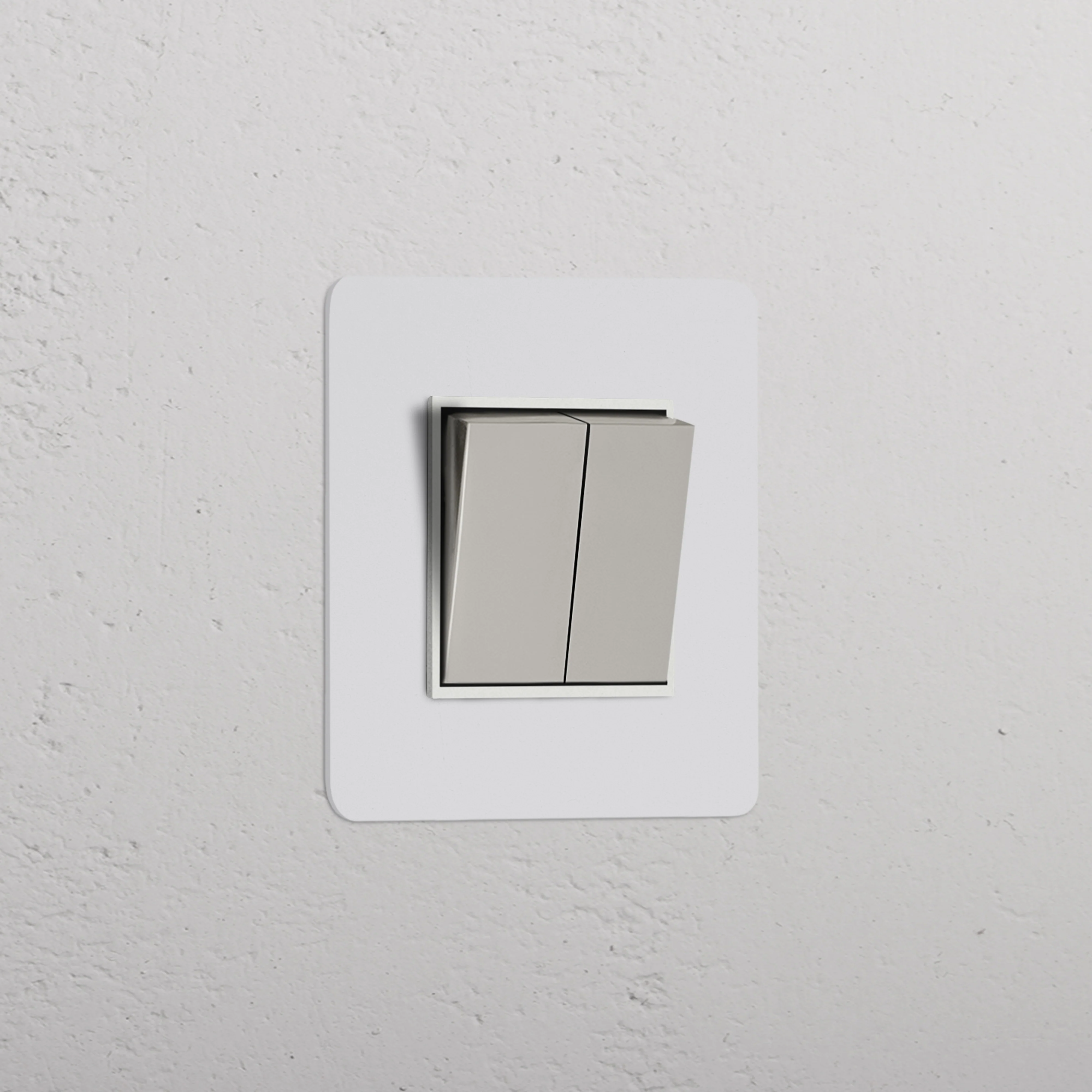 Kew Single 2x Retractive Rocker Switch - Paintable Polished Nickel | White