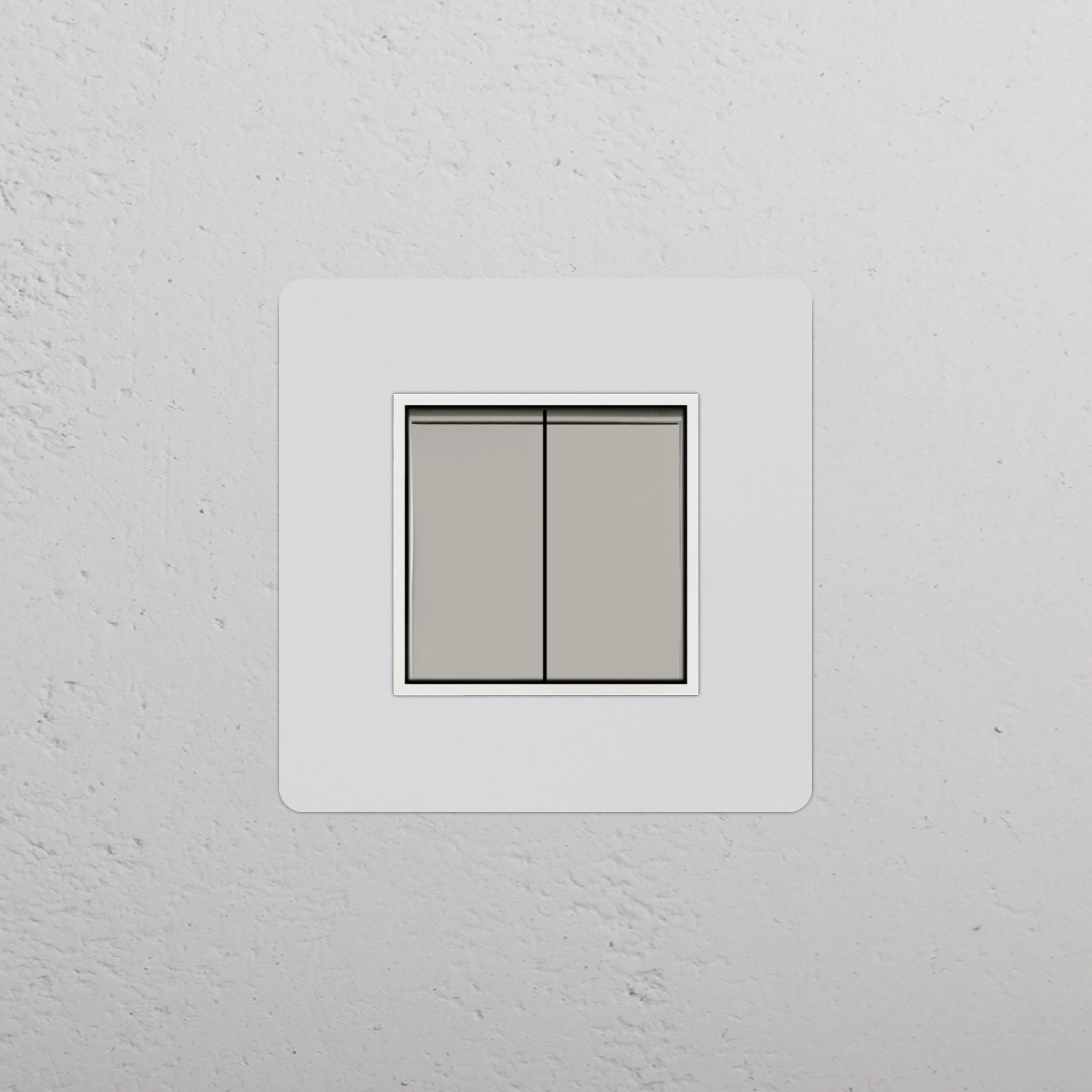 Kew Single 2x Retractive Rocker Switch - Paintable Polished Nickel | White - Image 2