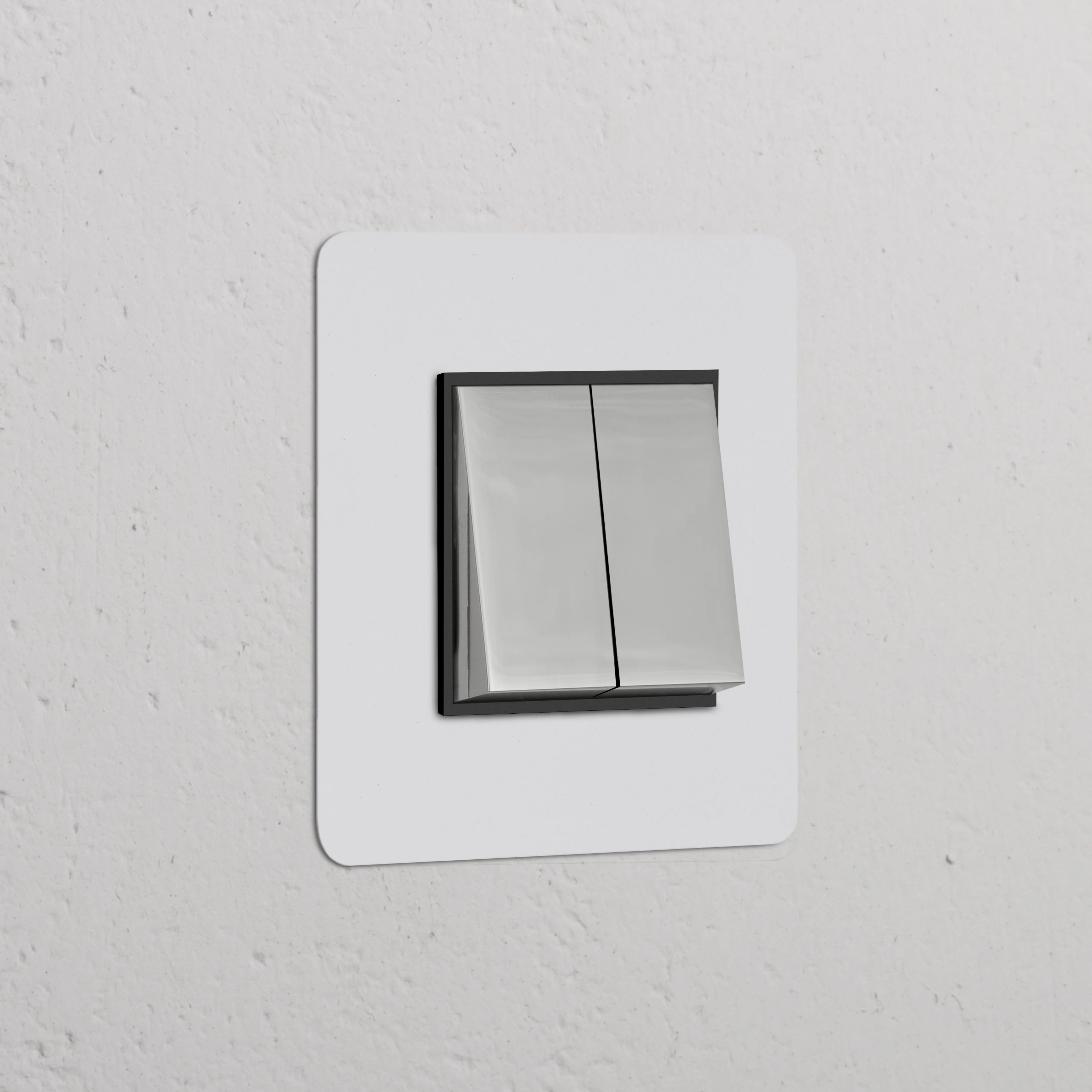 Kew Single 2x Rocker Switch - Paintable Polished Nickel | Black