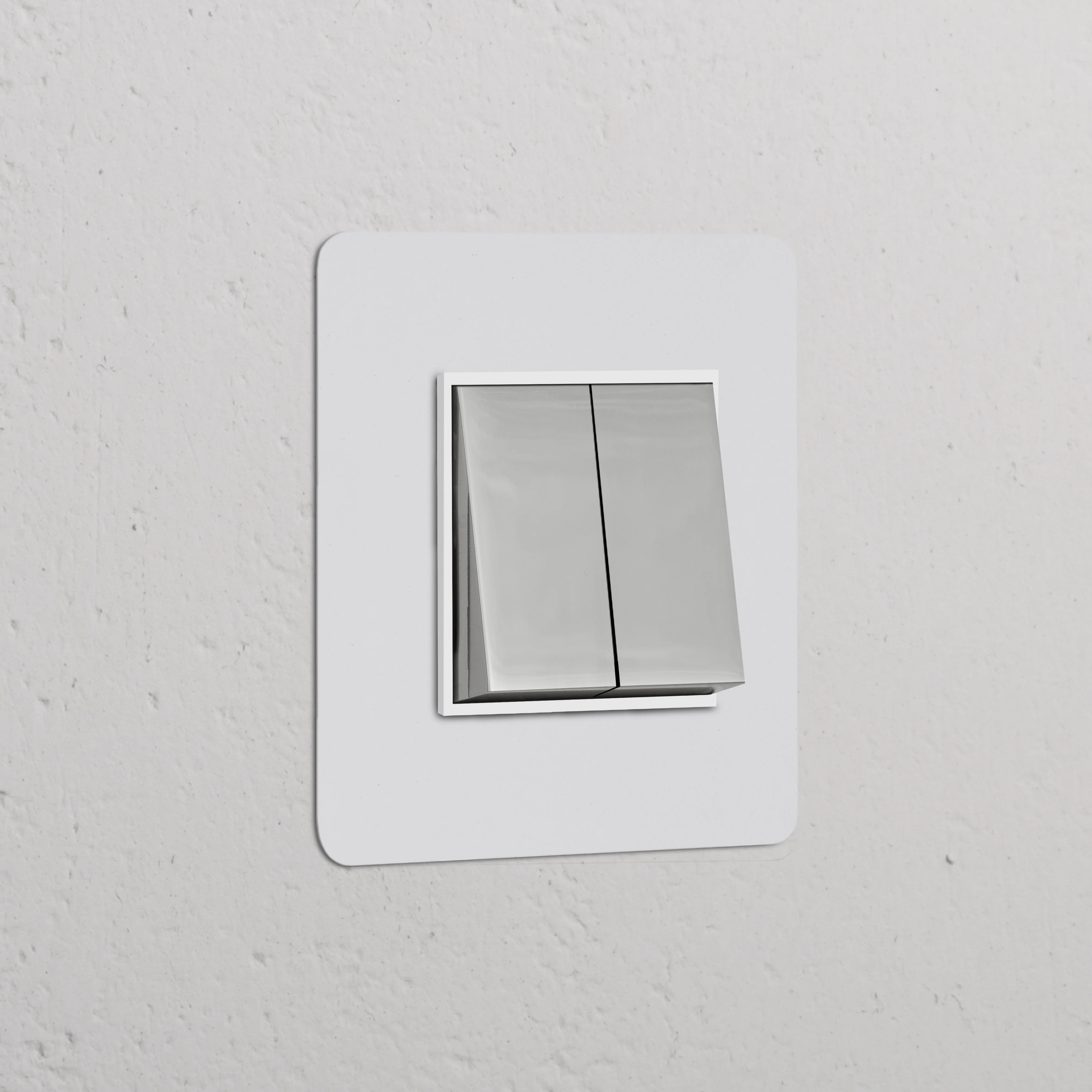 Kew Single 2x Rocker Switch - Paintable Polished Nickel | White
