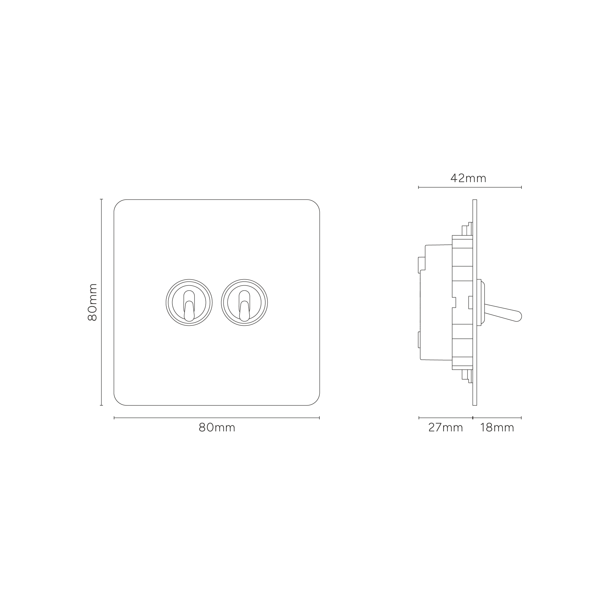 Kew Single 2x Toggle Switch - Paintable Bronze - Image 3