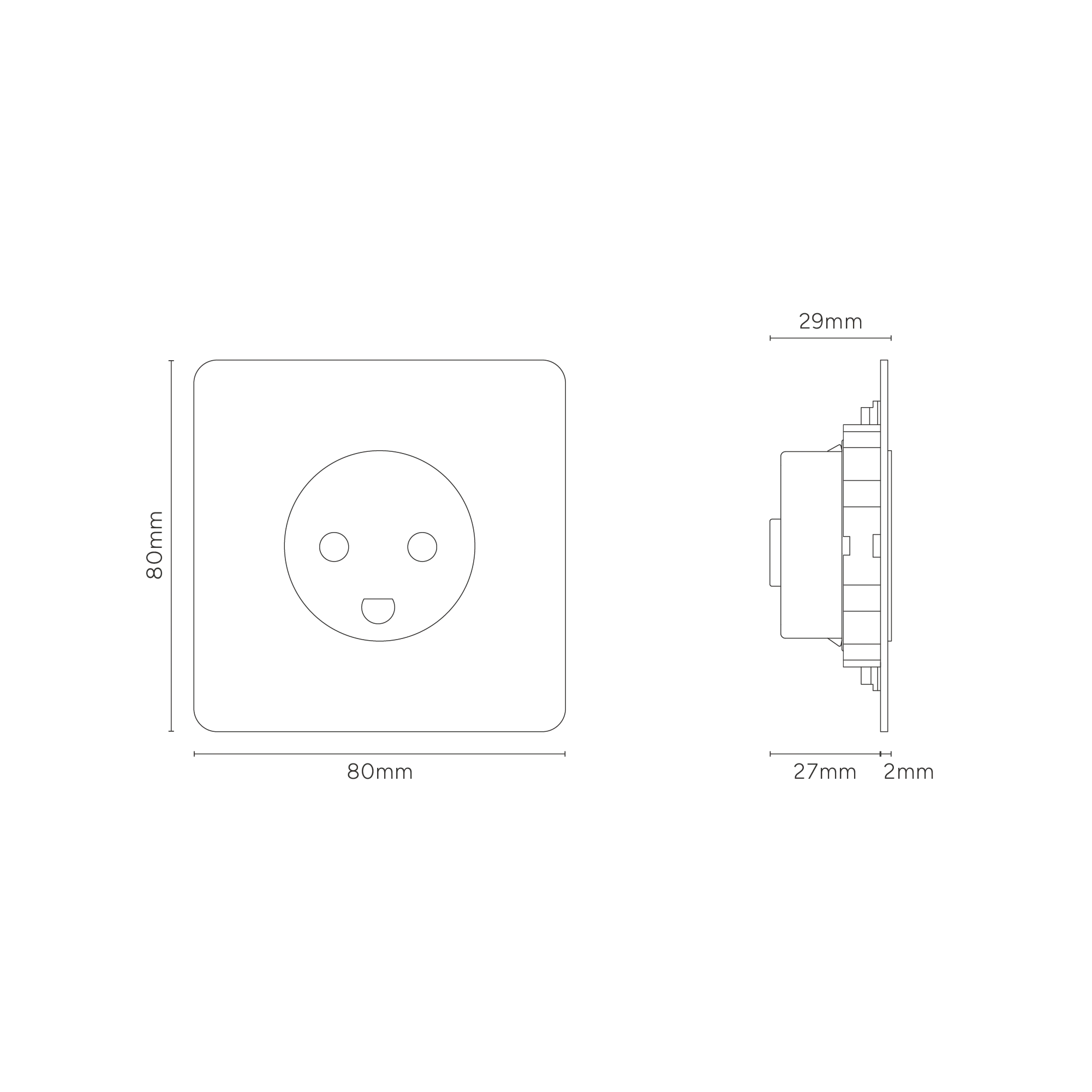 Kew Single Danish Type K Socket - Paintable | White - Image 3