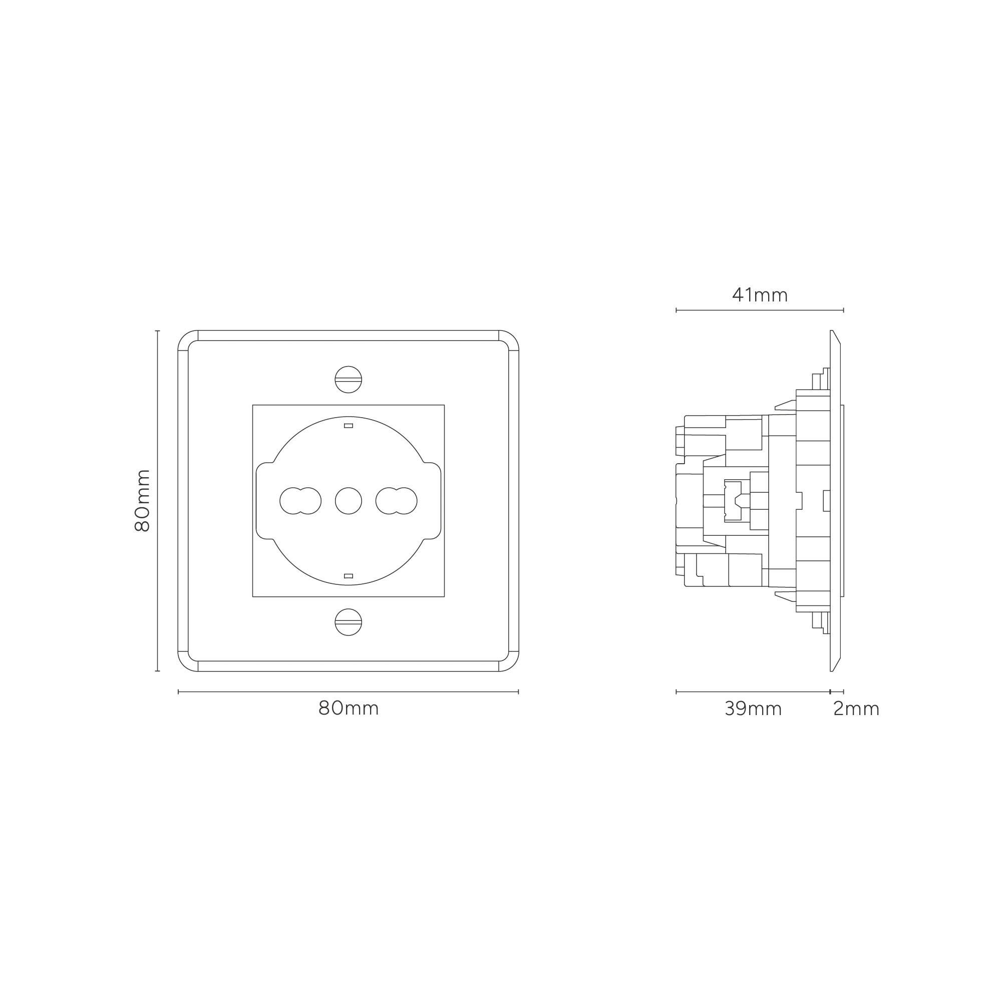 Kew Single Schuko/Bipasso Socket - Clear | Black - Image 3