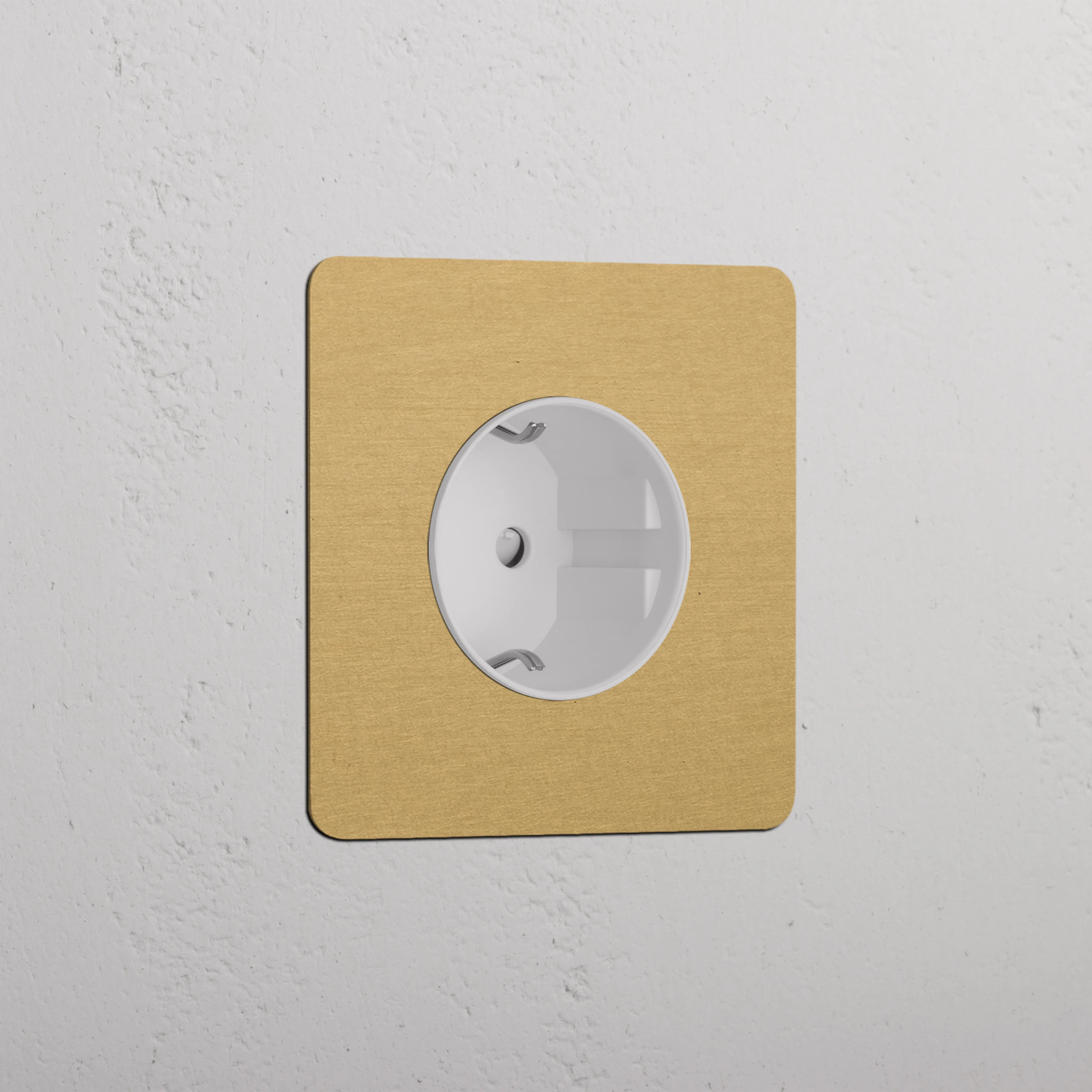 Kew Single Schuko Type F Socket - Antique Brass | White